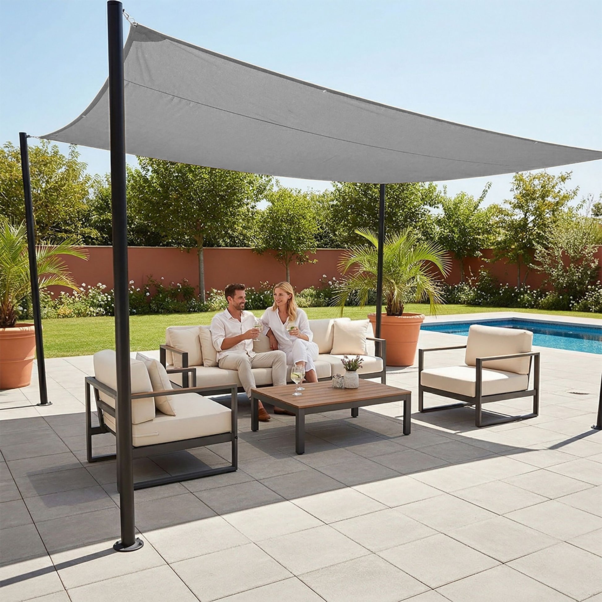 Rechteckiges Sonnensegel grau Grau von Relaxdays