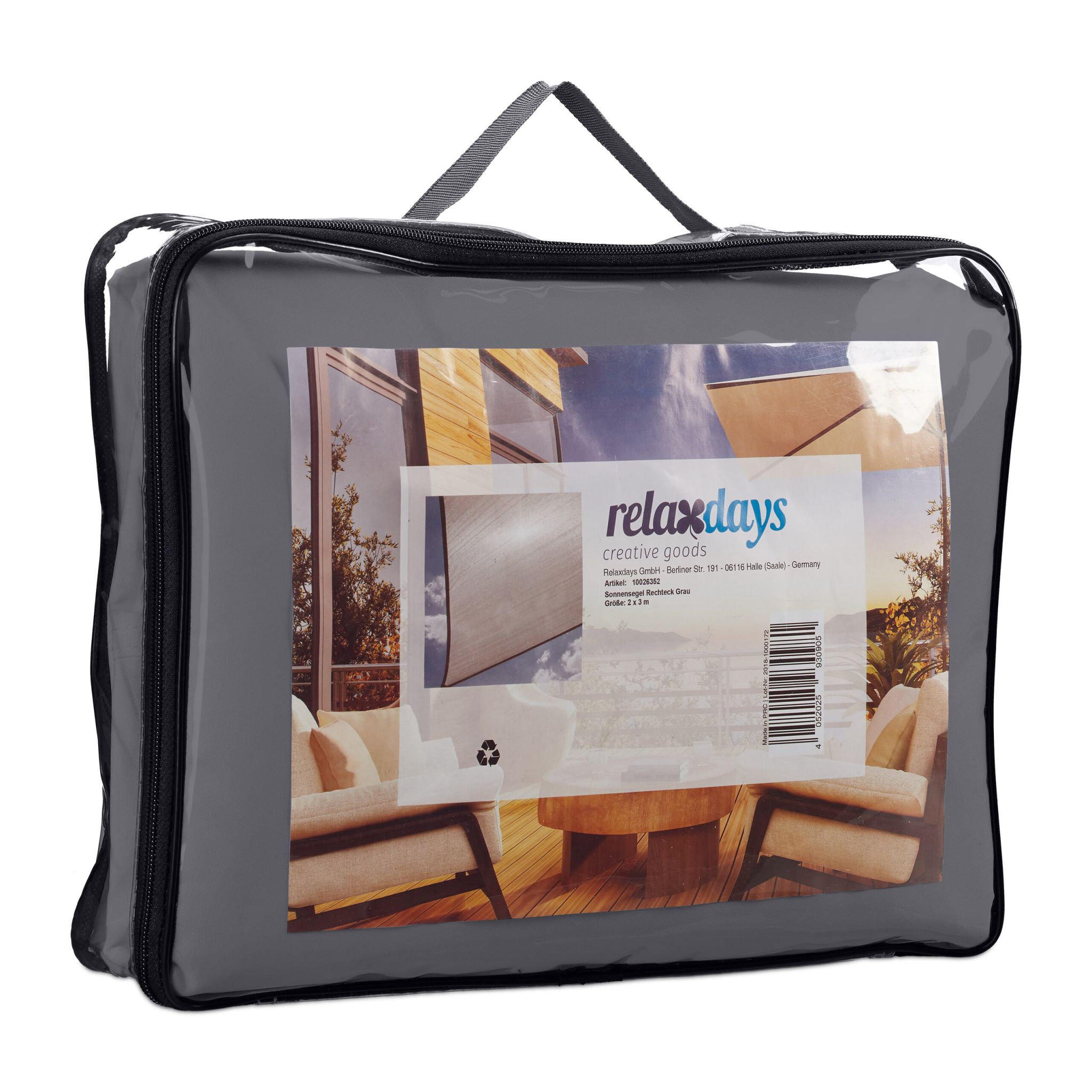 Rechteckiges Sonnensegel grau Grau von Relaxdays