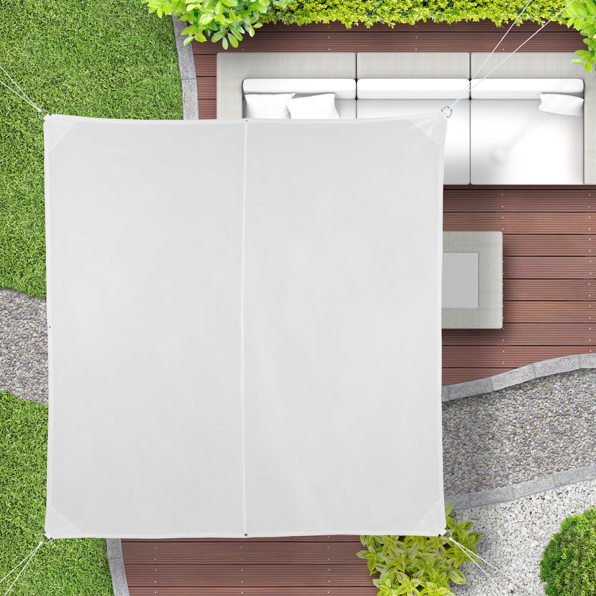 Sonnensegel Quadrat in Weiss Weiss von Relaxdays
