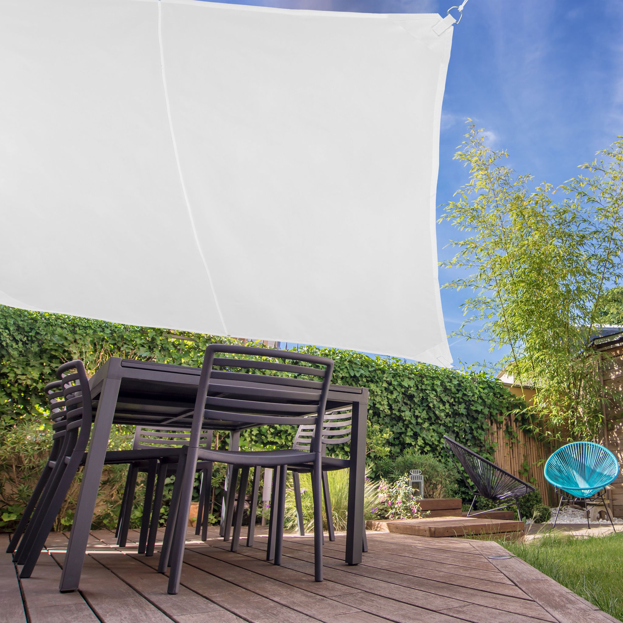 Sonnensegel Quadrat in Weiss Weiss von Relaxdays