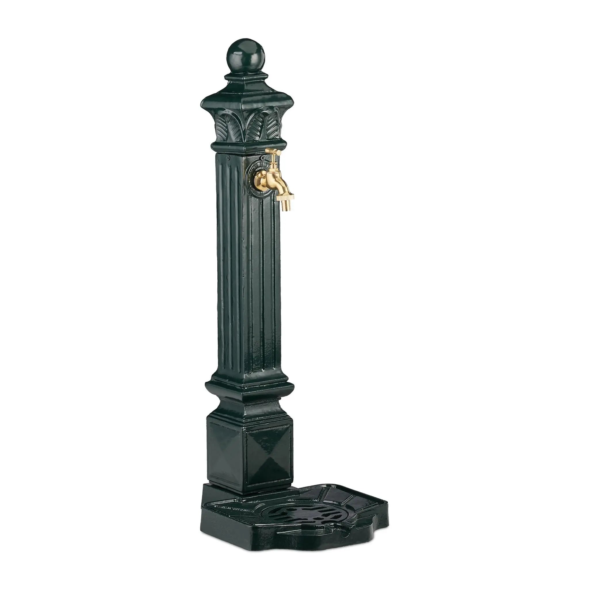 Standbrunnen Antik Säule Dunkelgrün-Gold von Relaxdays