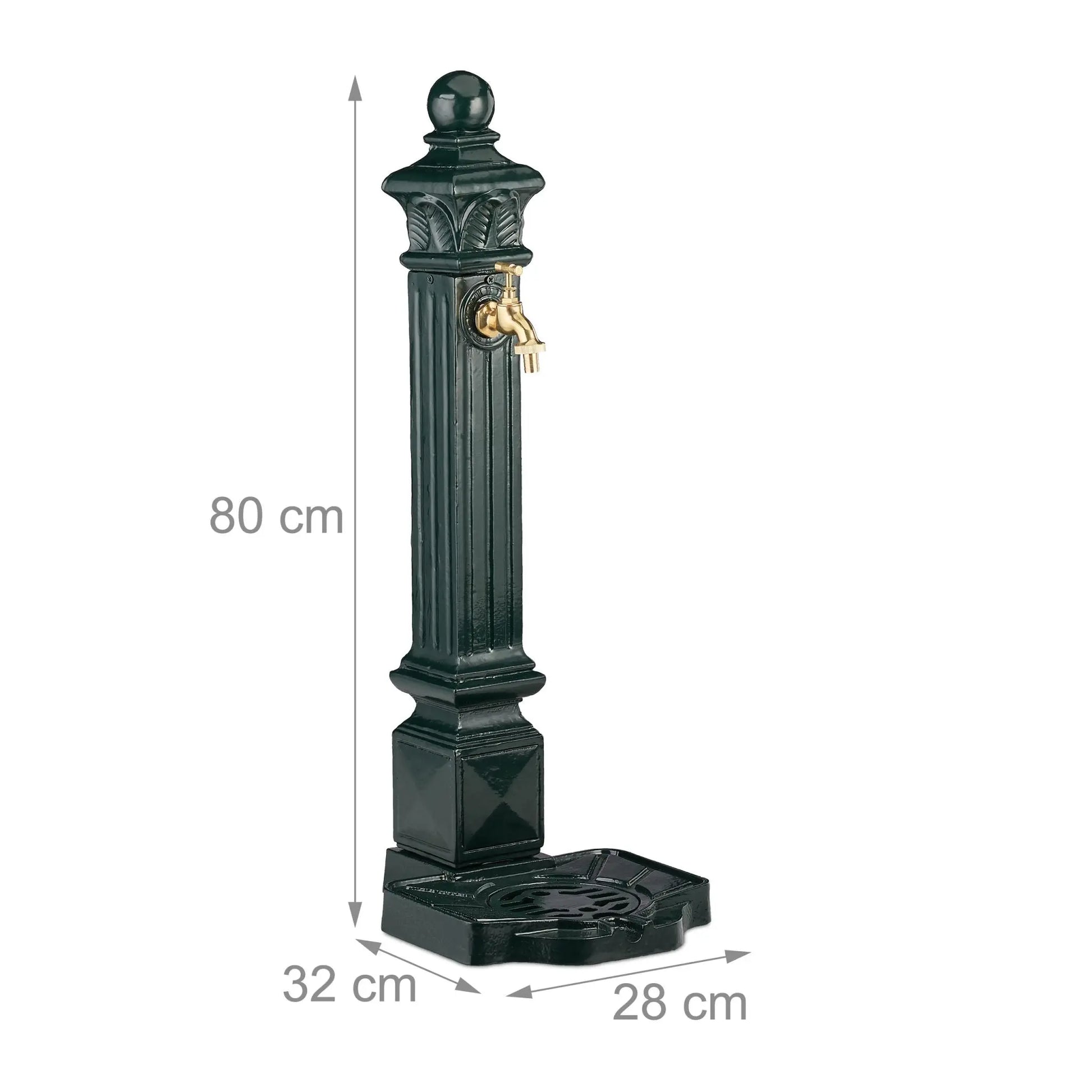 Standbrunnen Antik Säule Dunkelgrün-Gold von Relaxdays