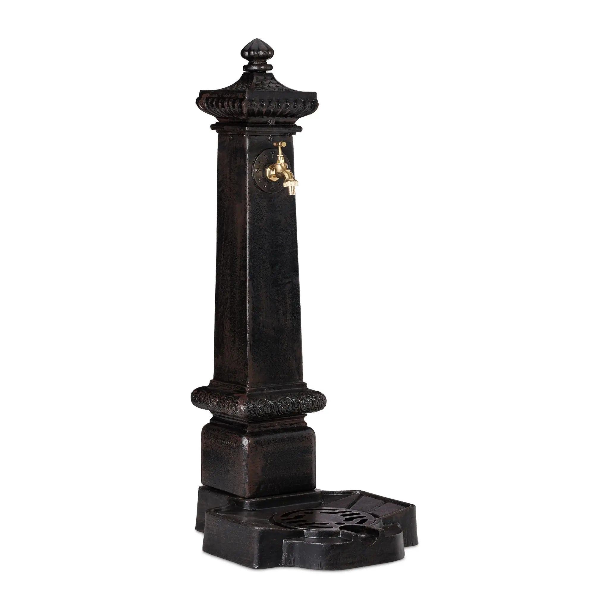 Standbrunnen Antik Säule XXL Dunkelbraun-Gold von Relaxdays