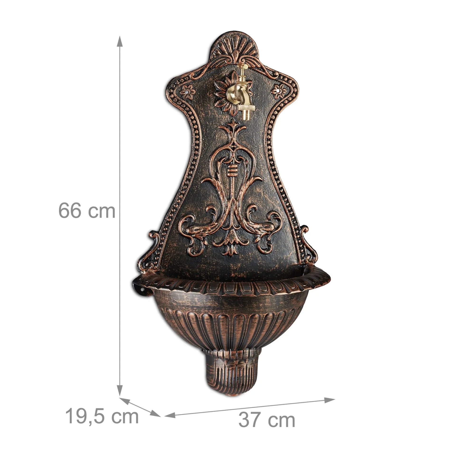 Wandbrunnen Antik Braun-Gold von Relaxdays