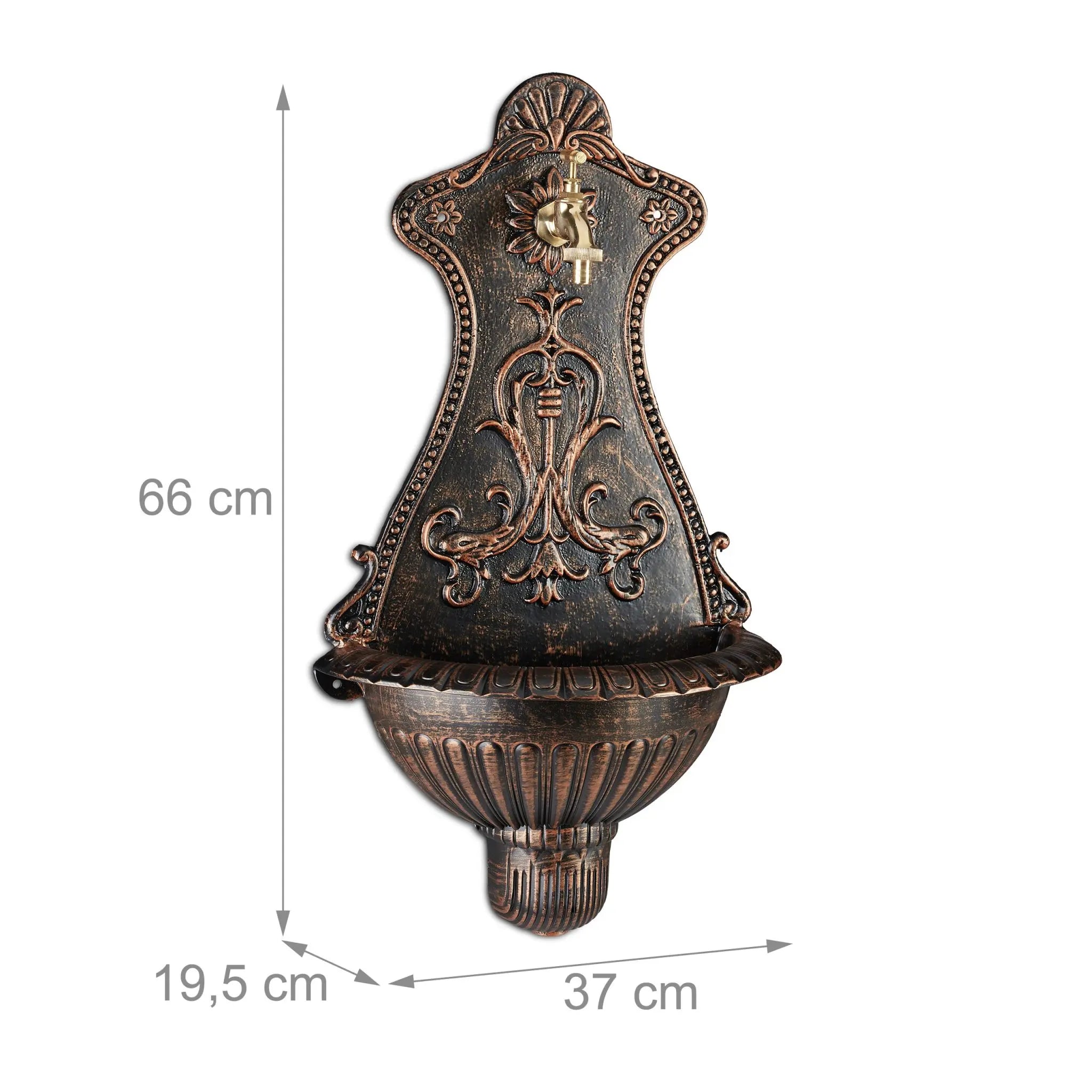 Wandbrunnen Antik Braun-Gold von Relaxdays