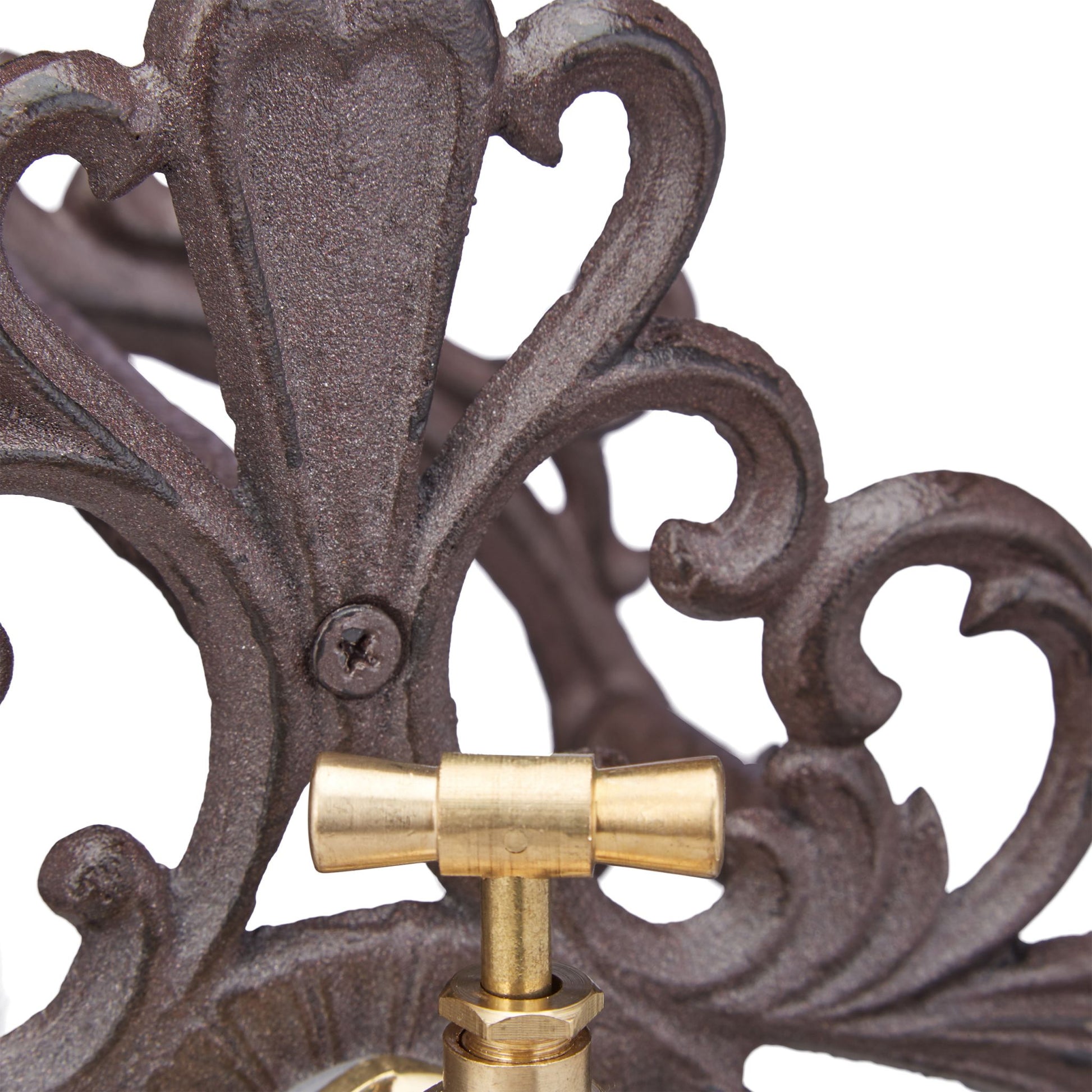 Schlauchhalter antik mit Wasserhahn Braun-Gold von Relaxdays