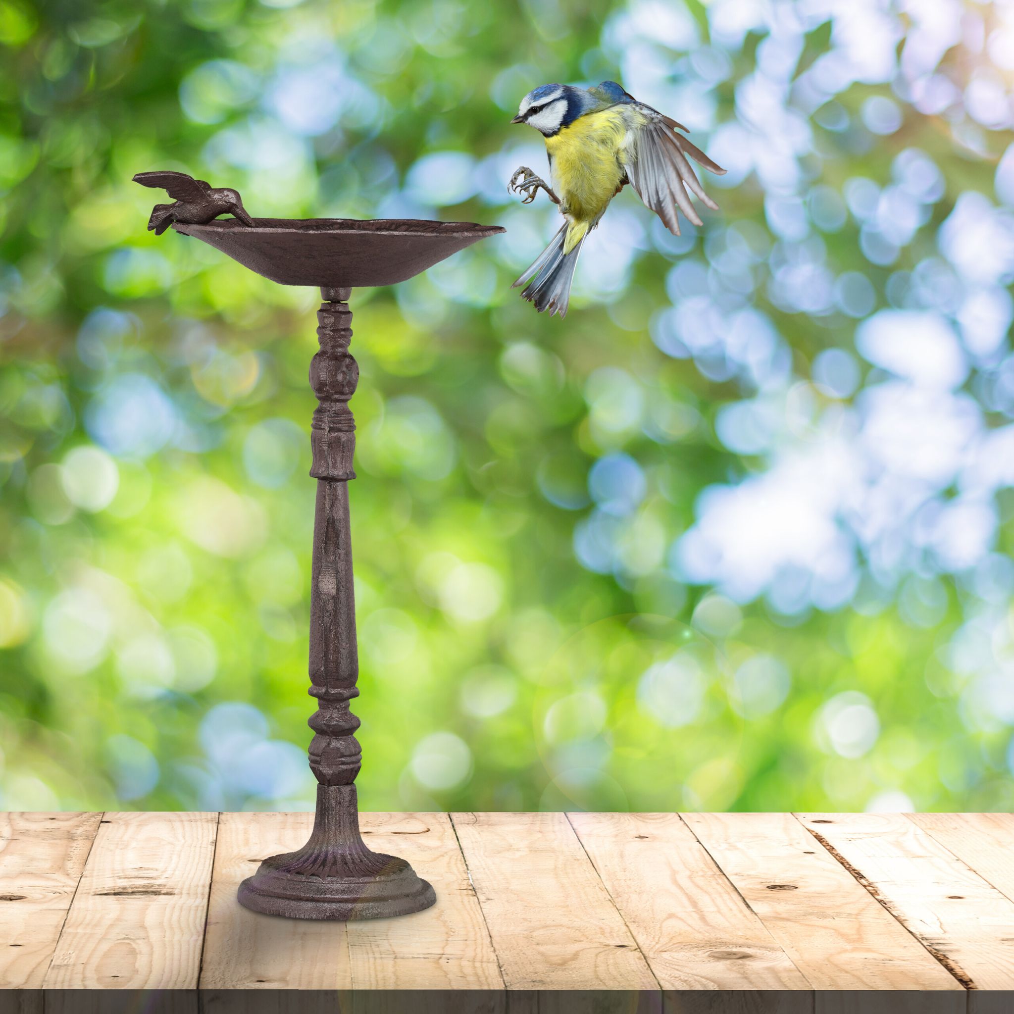 Vogeltränke stehend Gusseisen Braun von Relaxdays