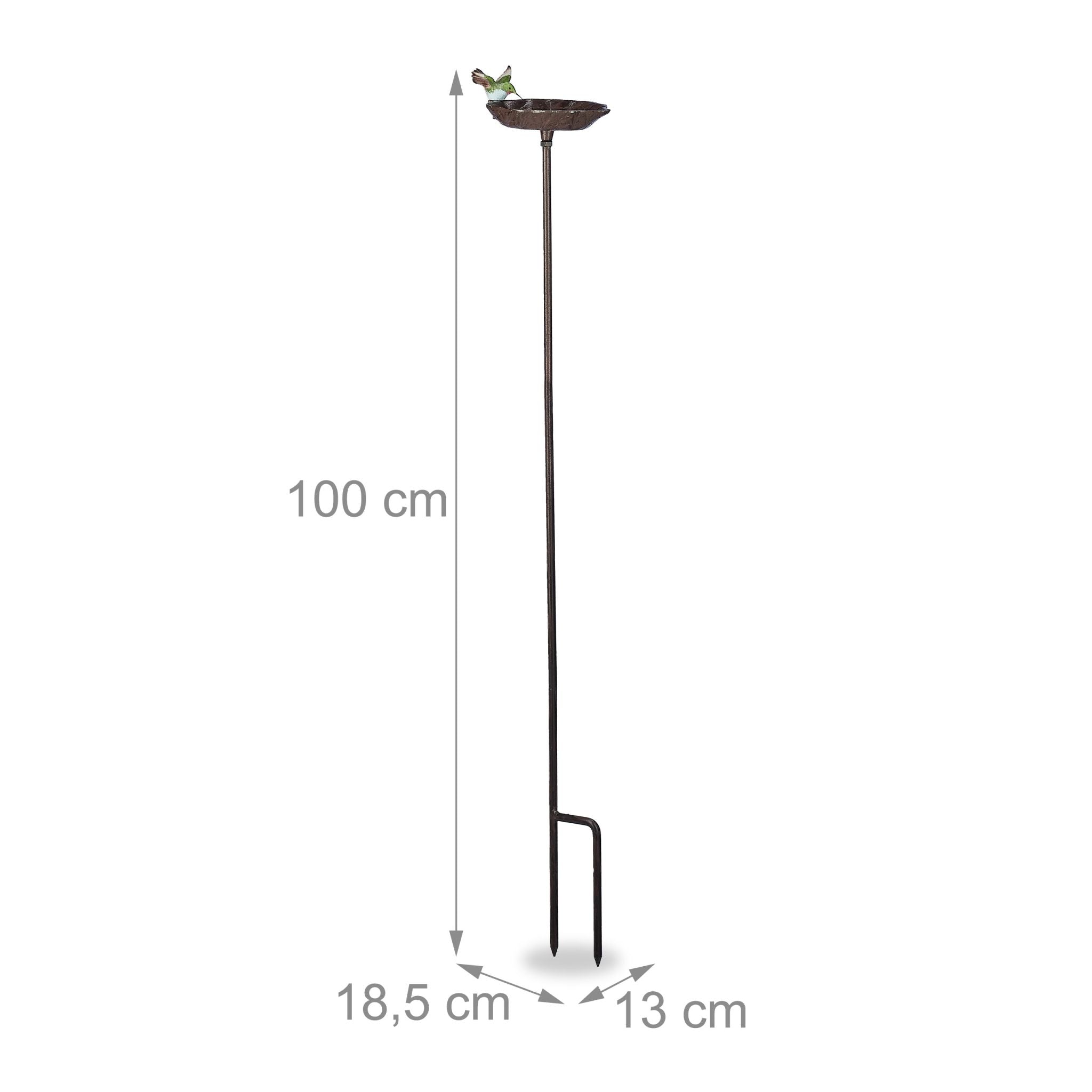 Vogeltränke Gusseisen mit Erdspiess Weiss-Braun-Grün