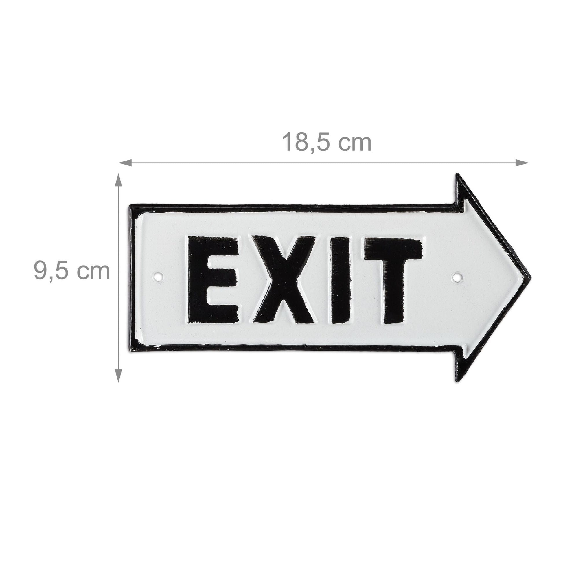 Exit Schild Weiss-Schwarz von Relaxdays