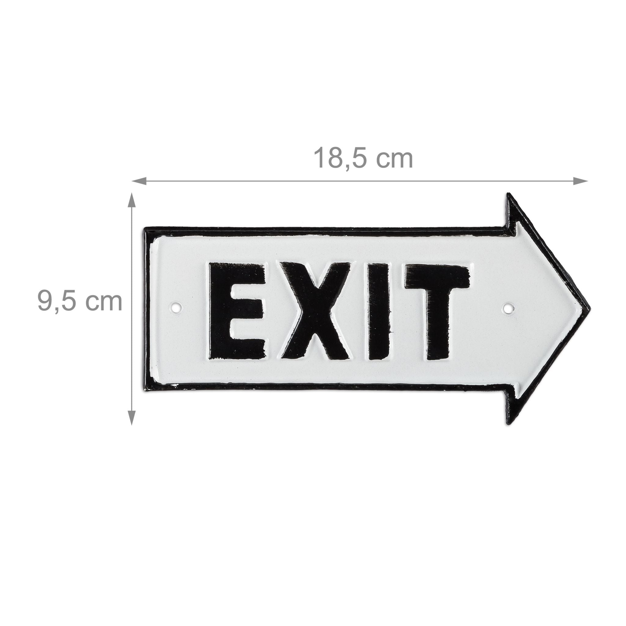 Exit Schild Weiss-Schwarz von Relaxdays
