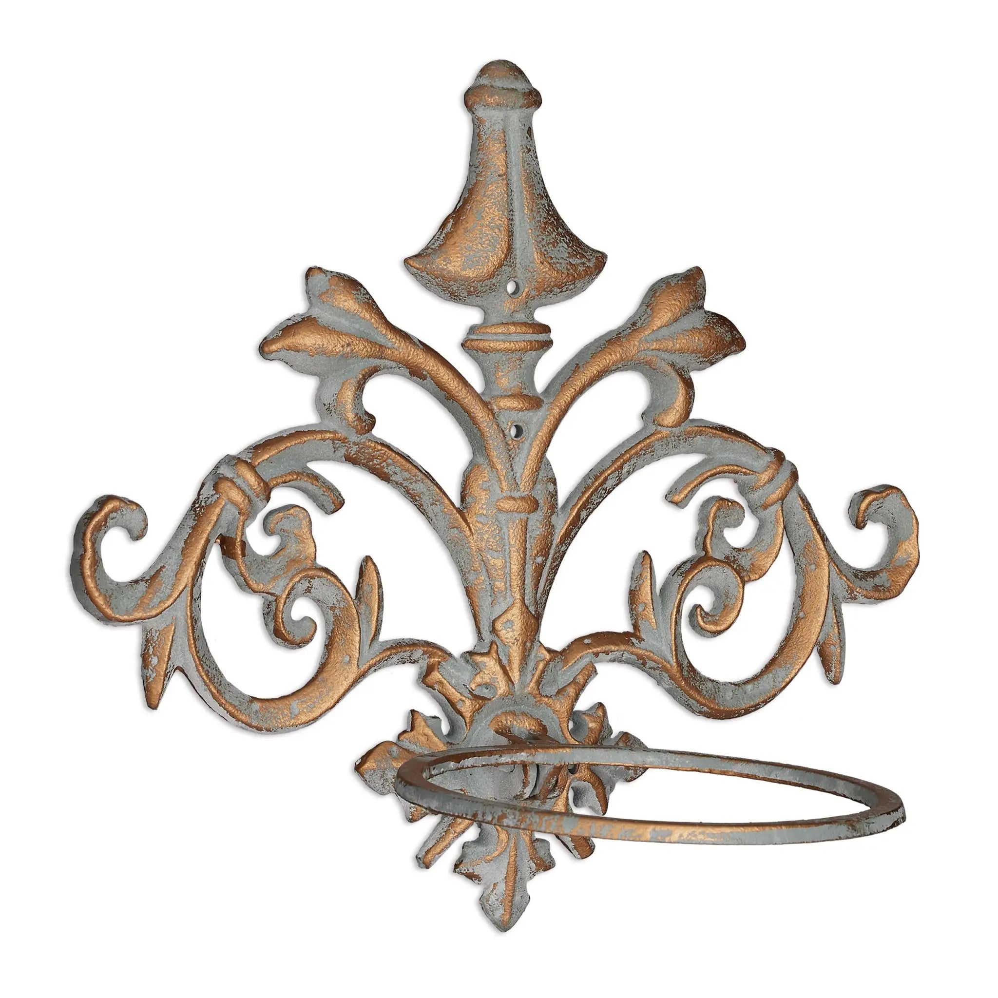 Wandblumenhalter Barock Gold-Grau von Relaxdays