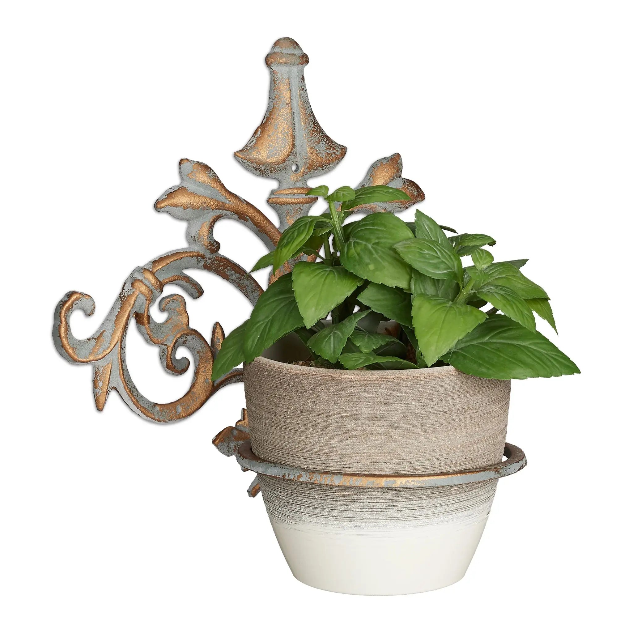 Wandblumenhalter Barock Gold-Grau von Relaxdays