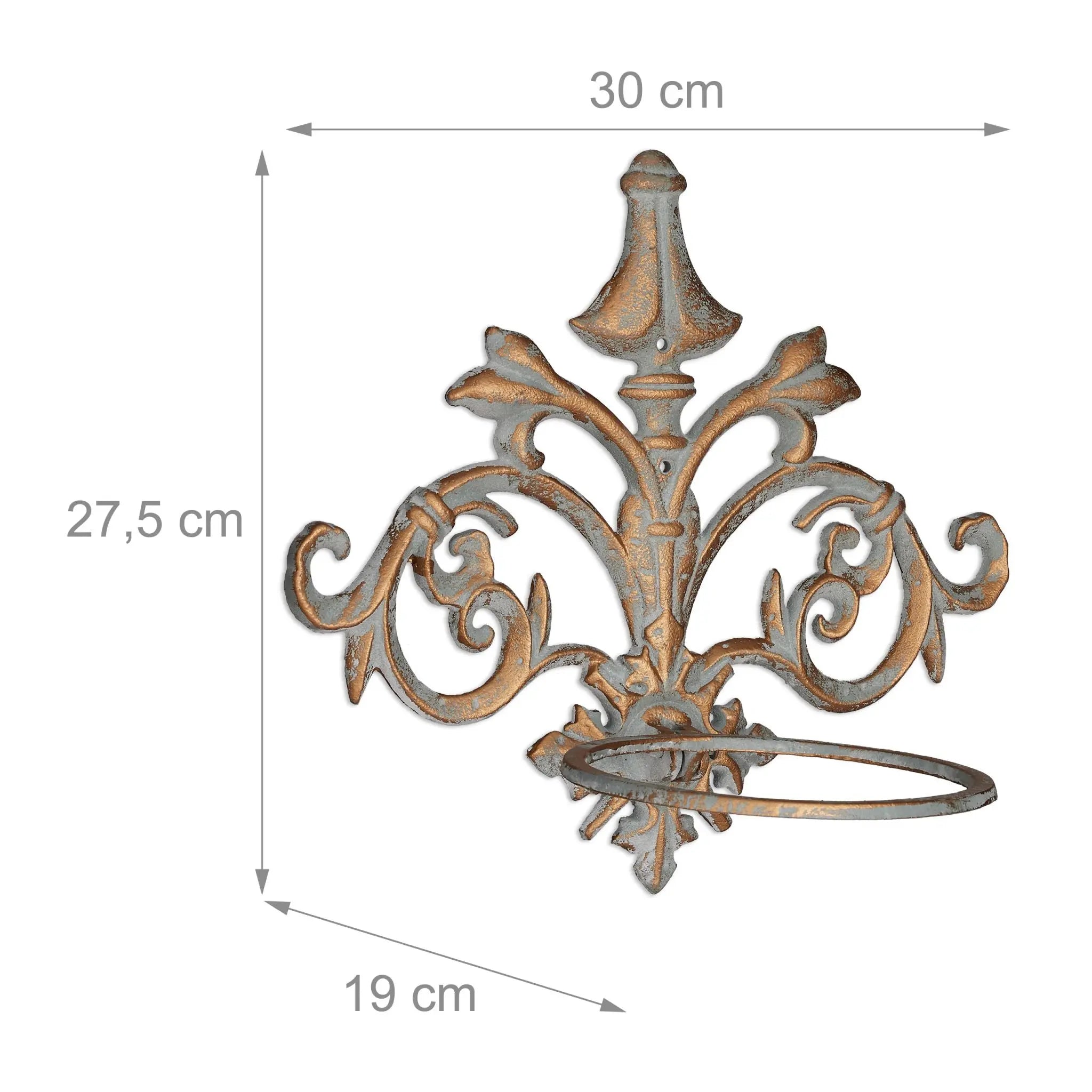 Wandblumenhalter Barock Gold-Grau von Relaxdays