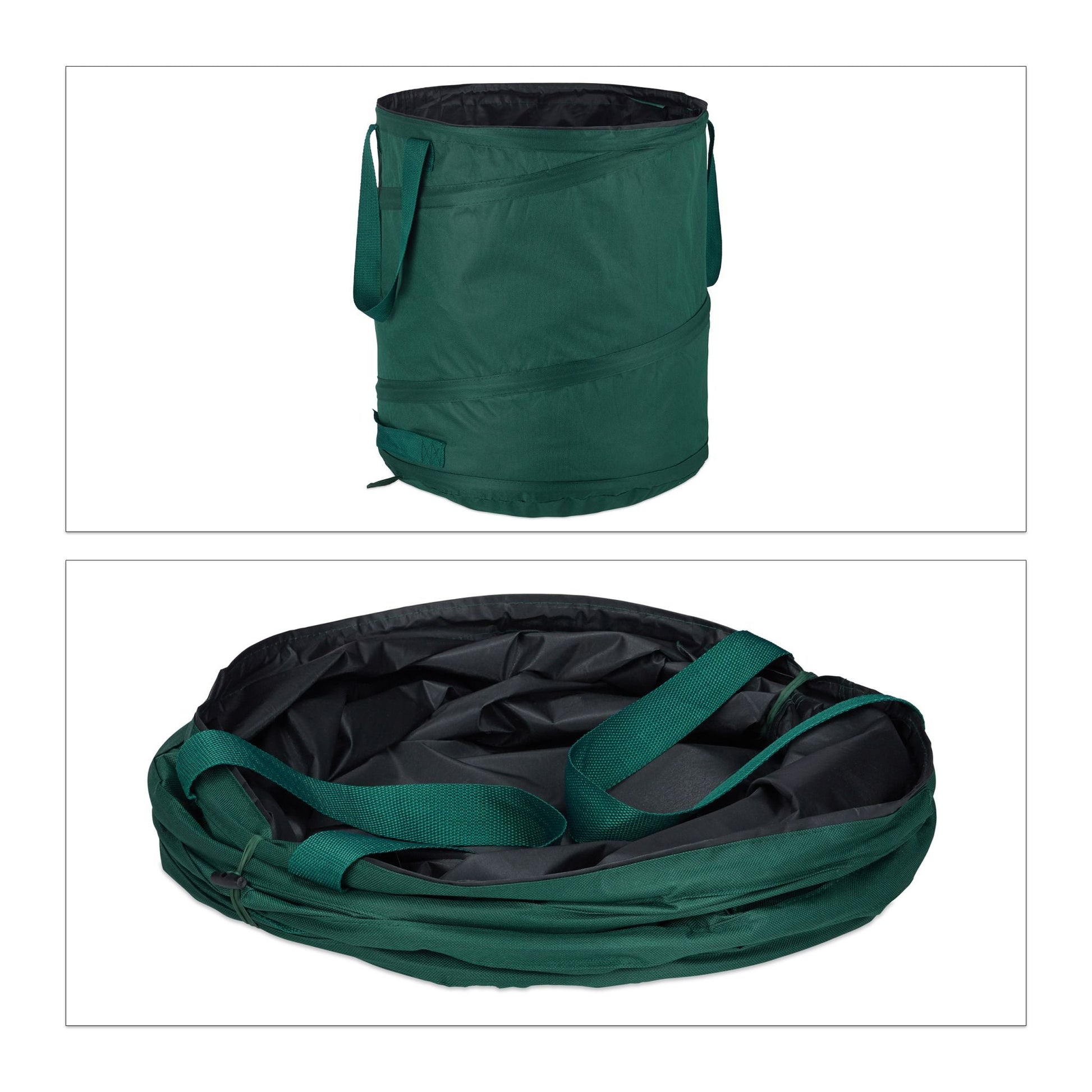 Laubsack Selbstaufstellend 85L 3er-Set Grün-Schwarz von Relaxdays