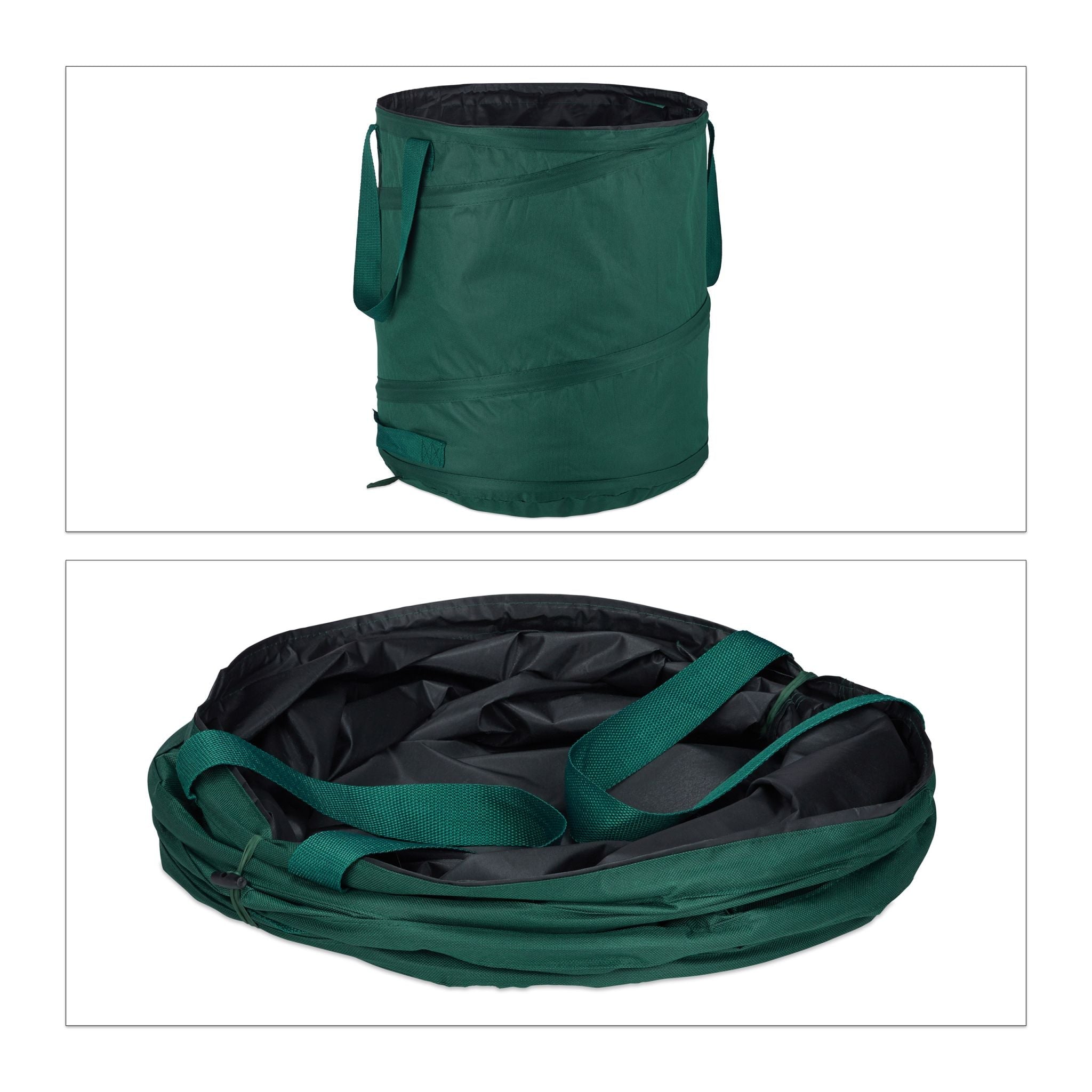 Laubsack Selbstaufstellend 85L 3er-Set Grün-Schwarz von Relaxdays