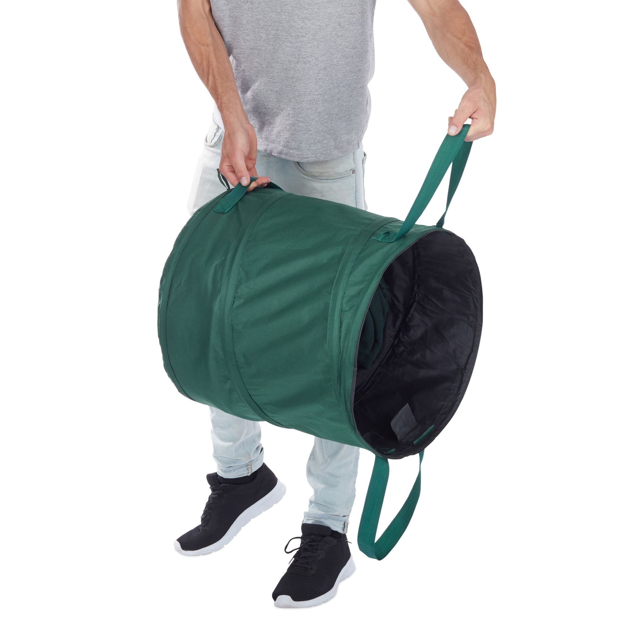 Laubsack Selbstaufstellend 85L 3er-Set Grün-Schwarz von Relaxdays