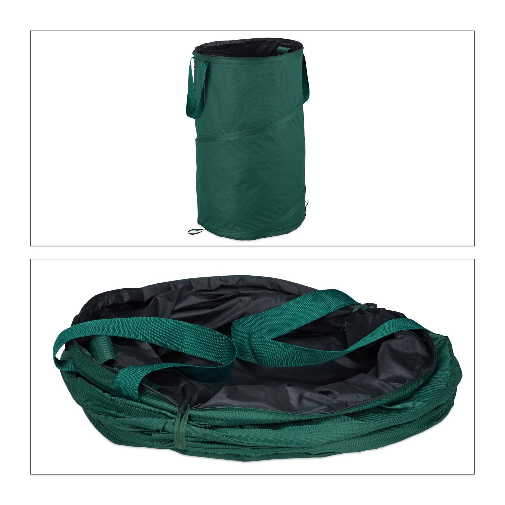 Laubsack Selbstaufstellend 120L 2er-Set Grün-Schwarz von Relaxdays