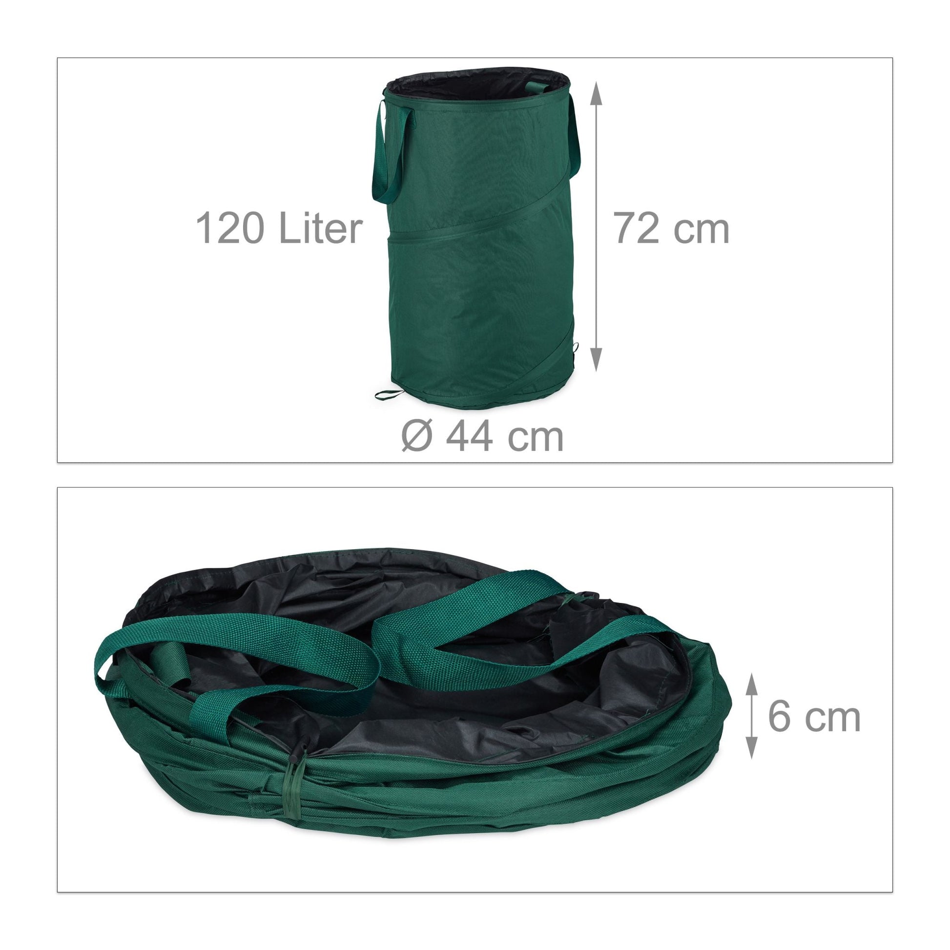 Laubsack Selbstaufstellend 120L 2er-Set Grün-Schwarz von Relaxdays