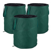 Laubsack Selbstaufstellend 160 L 3er-Set Dunkelgrün-Schwarz von Relaxdays