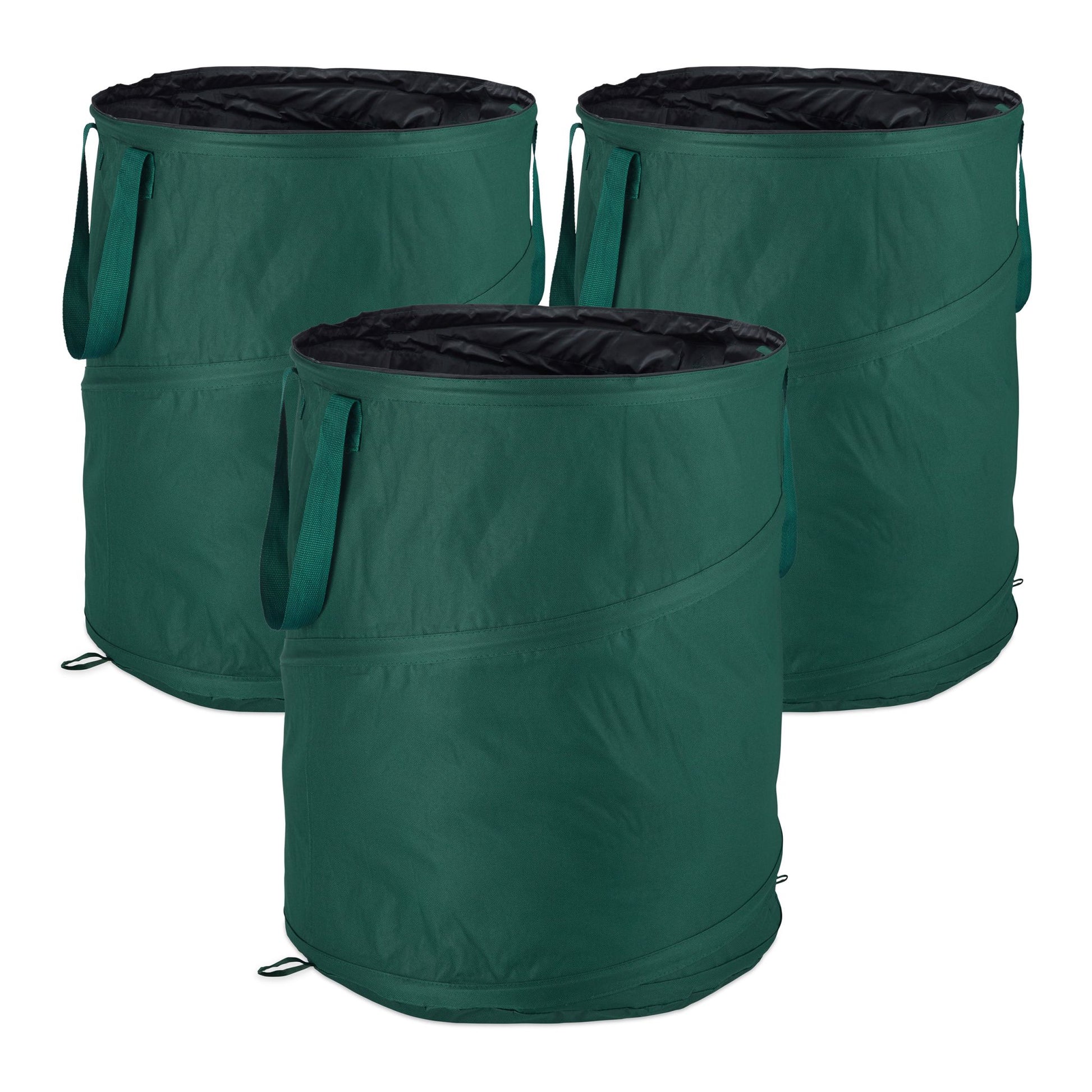 Laubsack Selbstaufstellend 160 L 3er-Set Dunkelgrün-Schwarz von Relaxdays