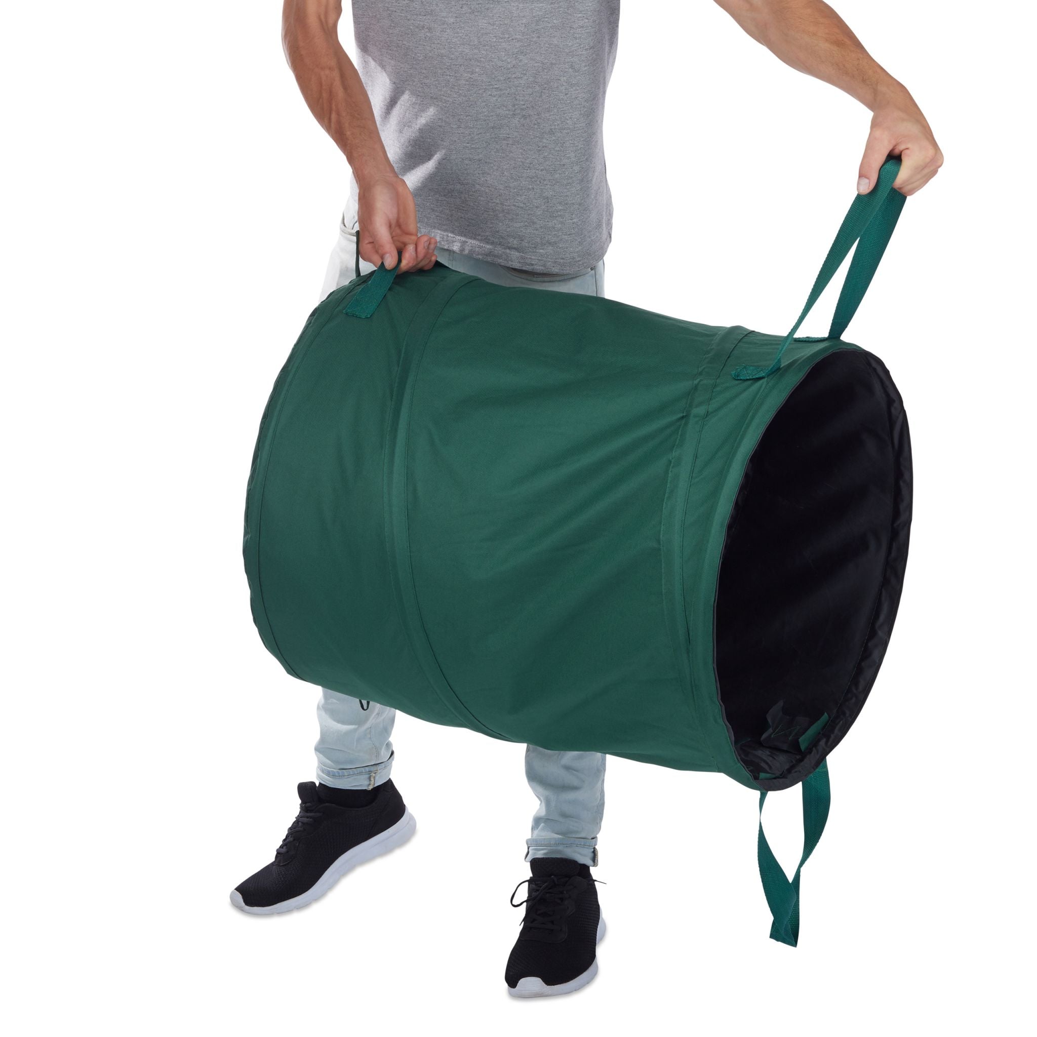 Laubsack Selbstaufstellend 160 L 3er-Set Dunkelgrün-Schwarz von Relaxdays