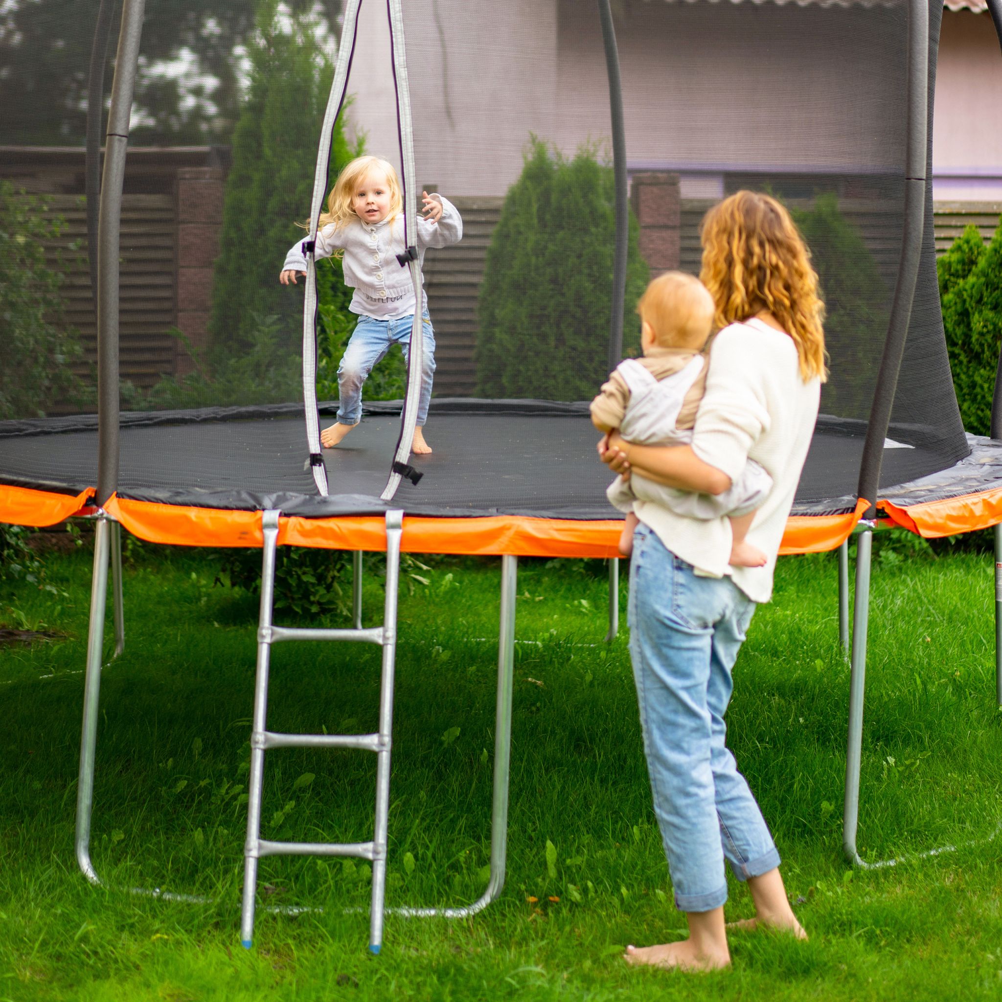 Leiter für Trampolin Blau-Silber von Relaxdays