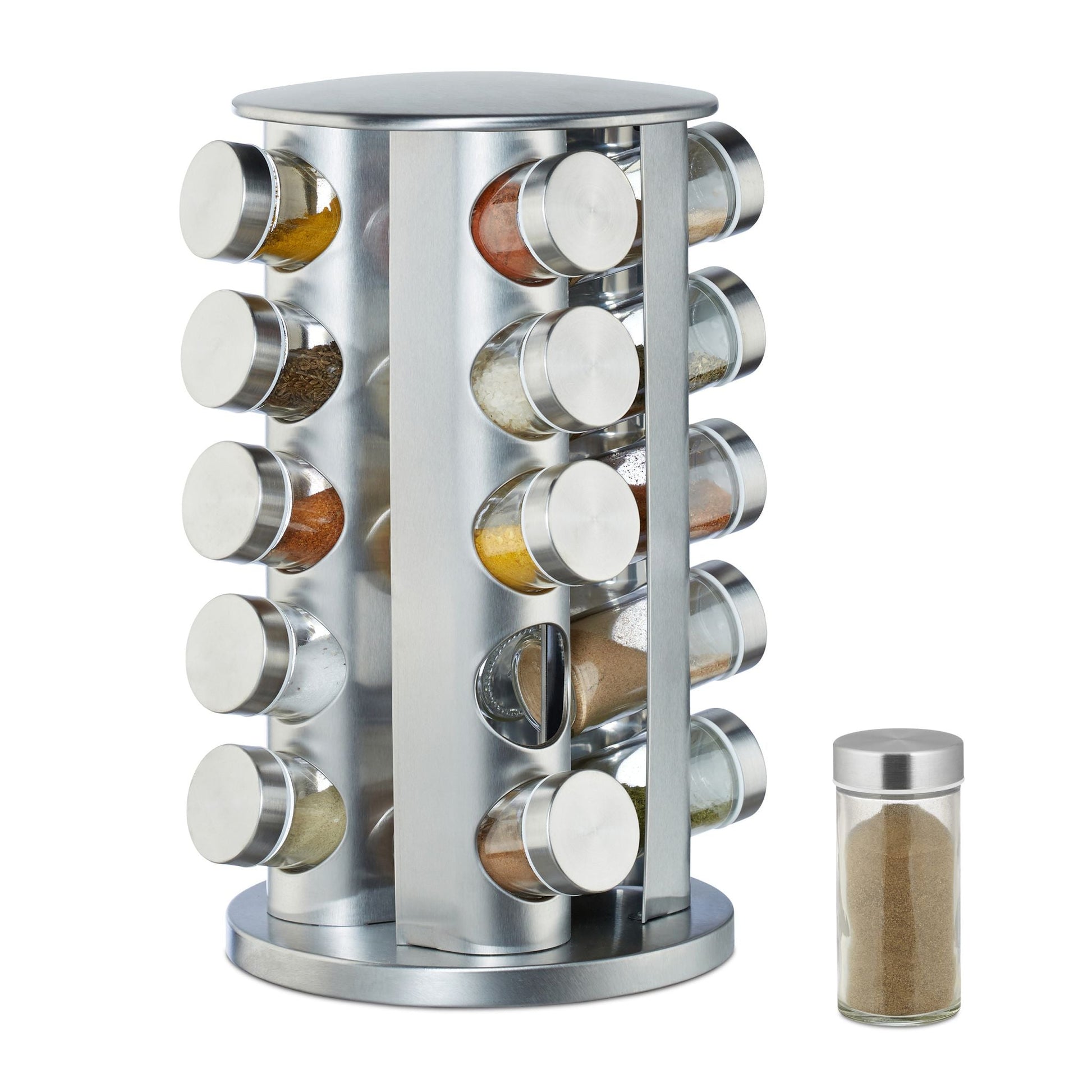 Gewürzkarussell mit 20 Gläsern Silber-Transparent von Relaxdays