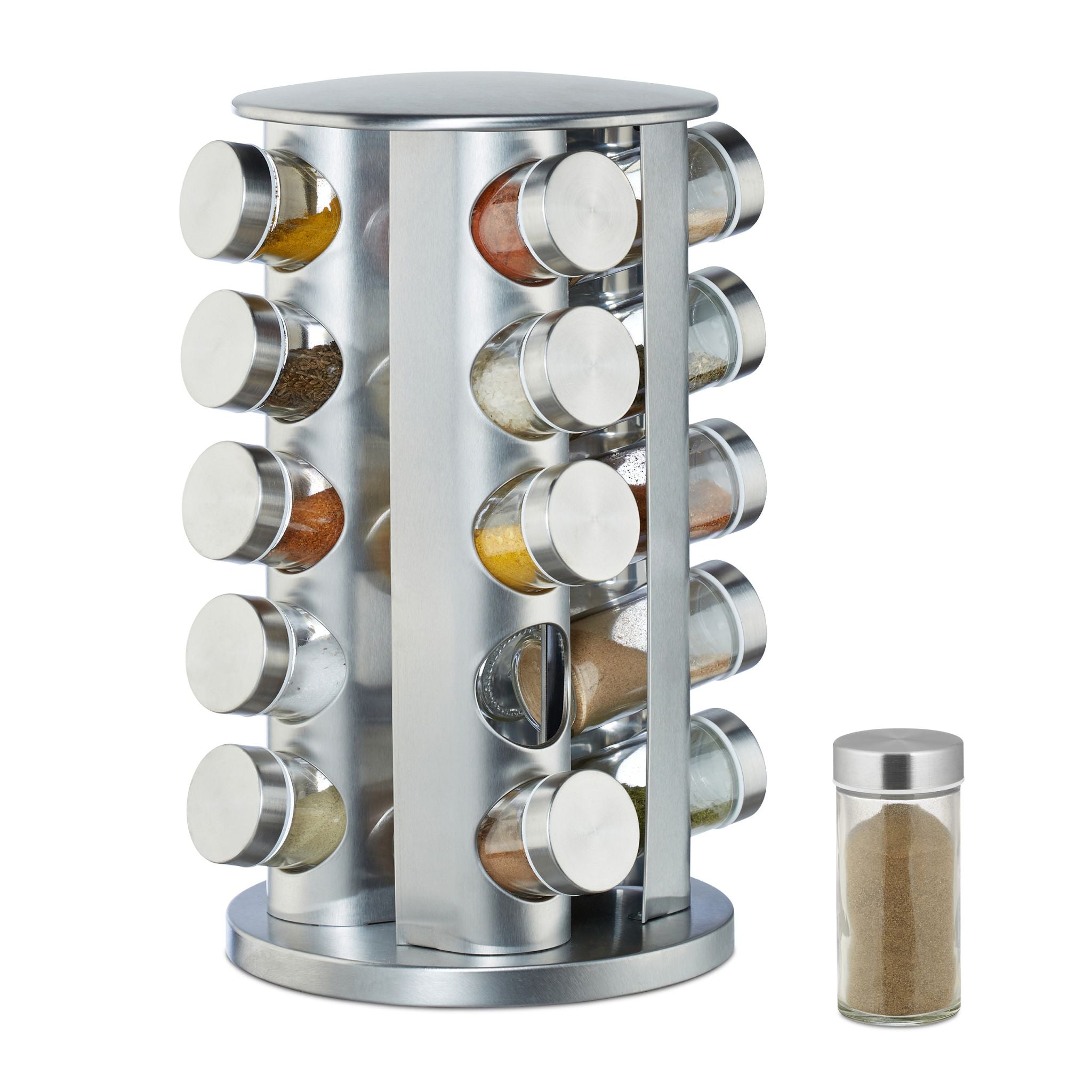 Gewürzkarussell mit 20 Gläsern Silber-Transparent von Relaxdays