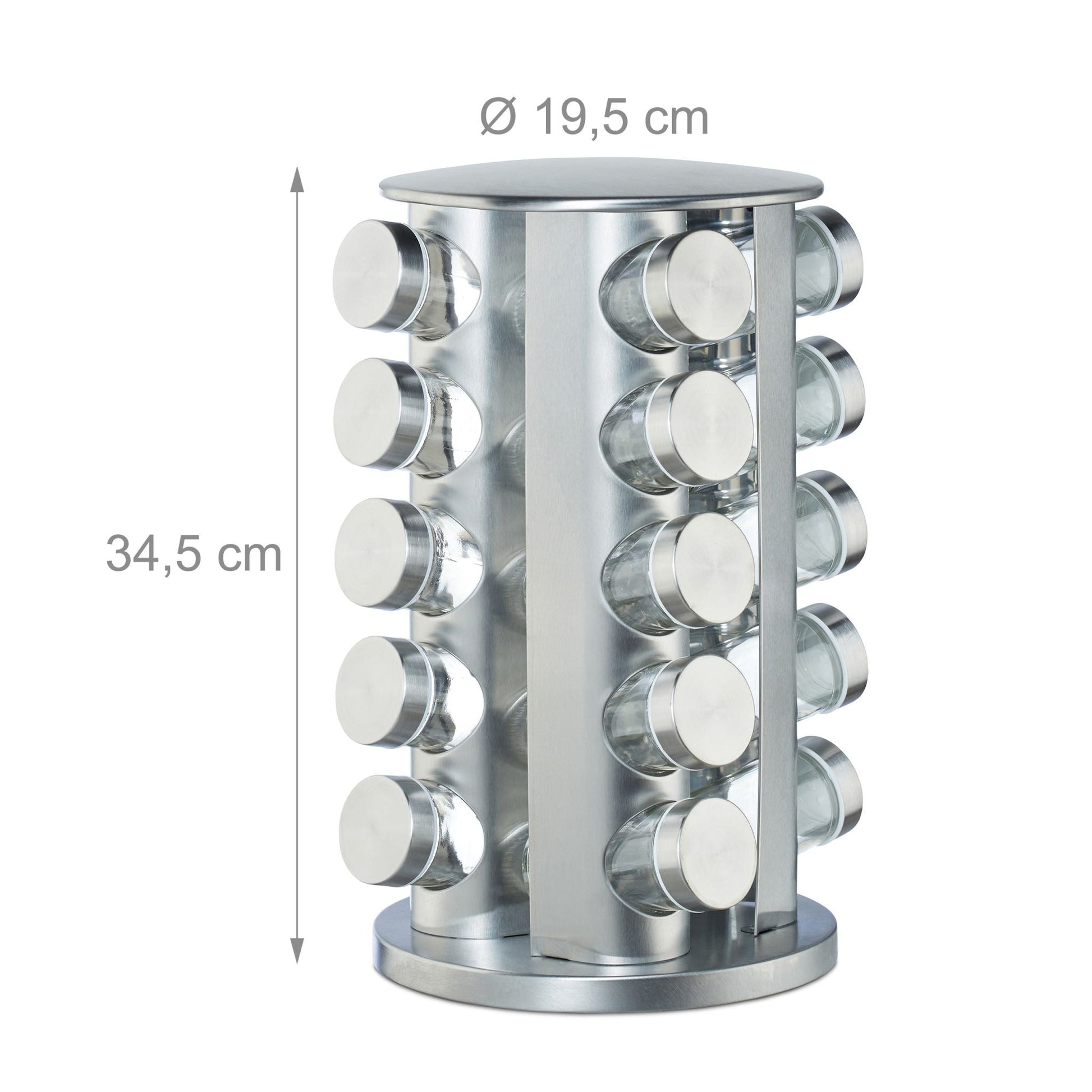 Gewürzkarussell mit 20 Gläsern Silber-Transparent von Relaxdays