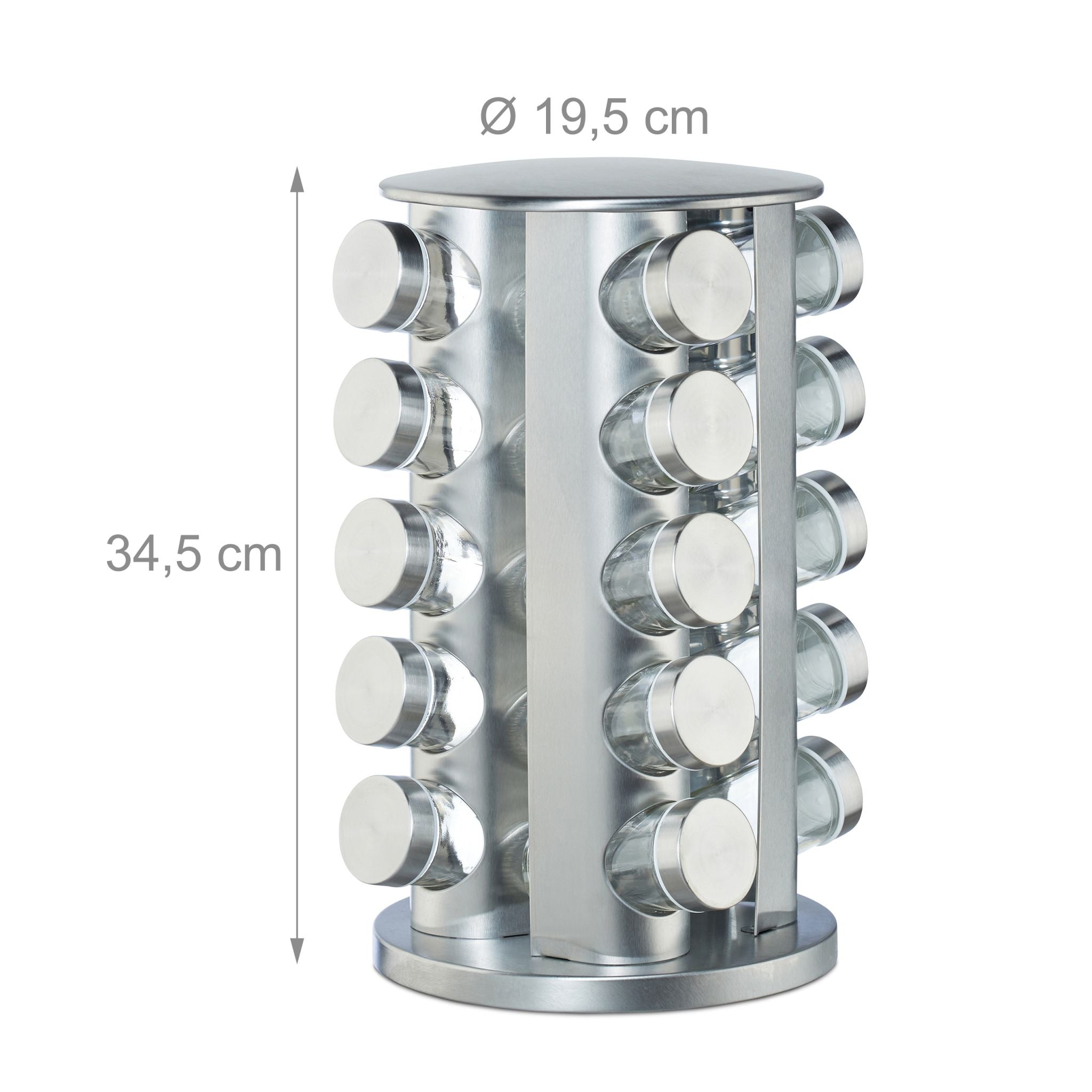 Gewürzkarussell mit 20 Gläsern Silber-Transparent von Relaxdays