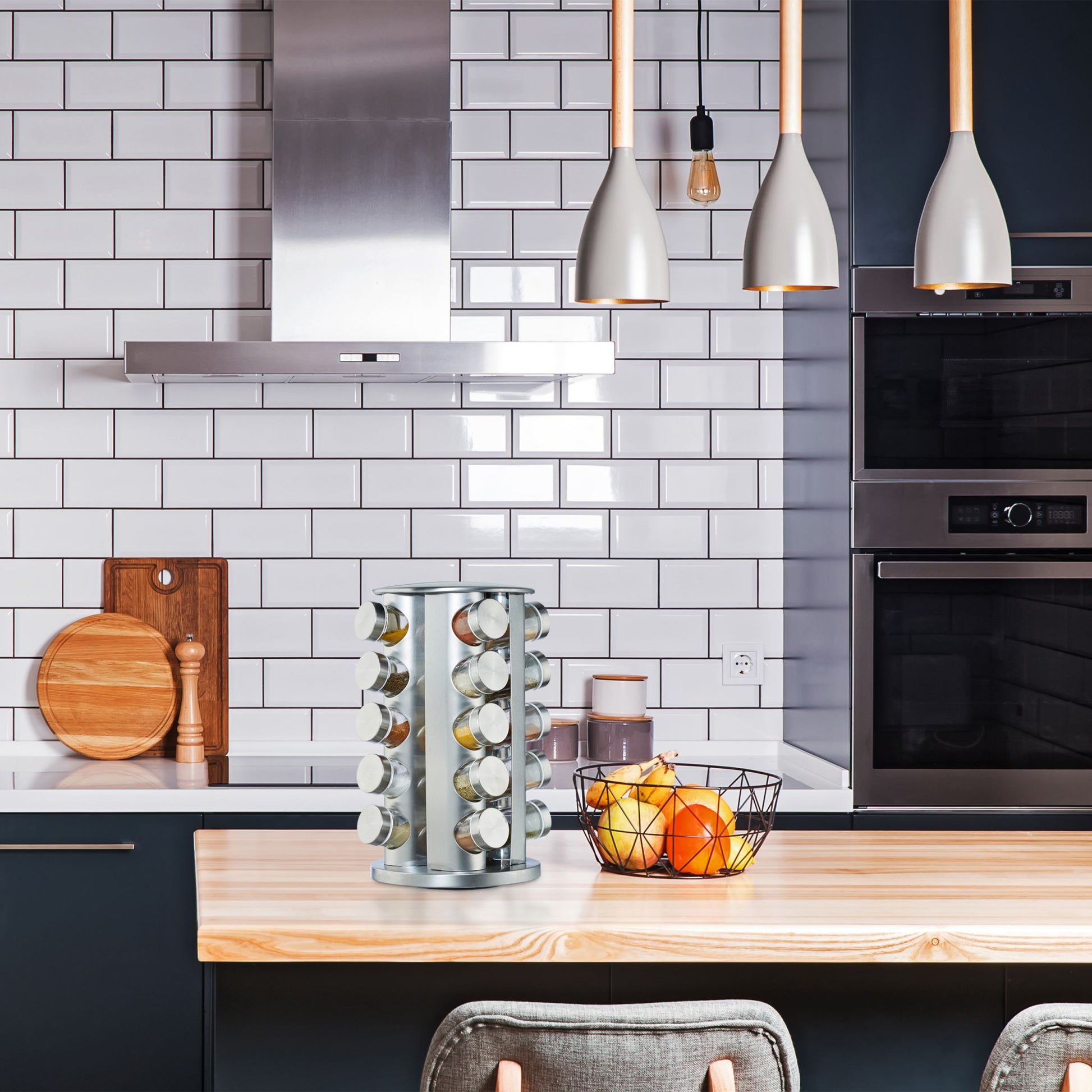 Gewürzkarussell mit 20 Gläsern Silber-Transparent von Relaxdays
