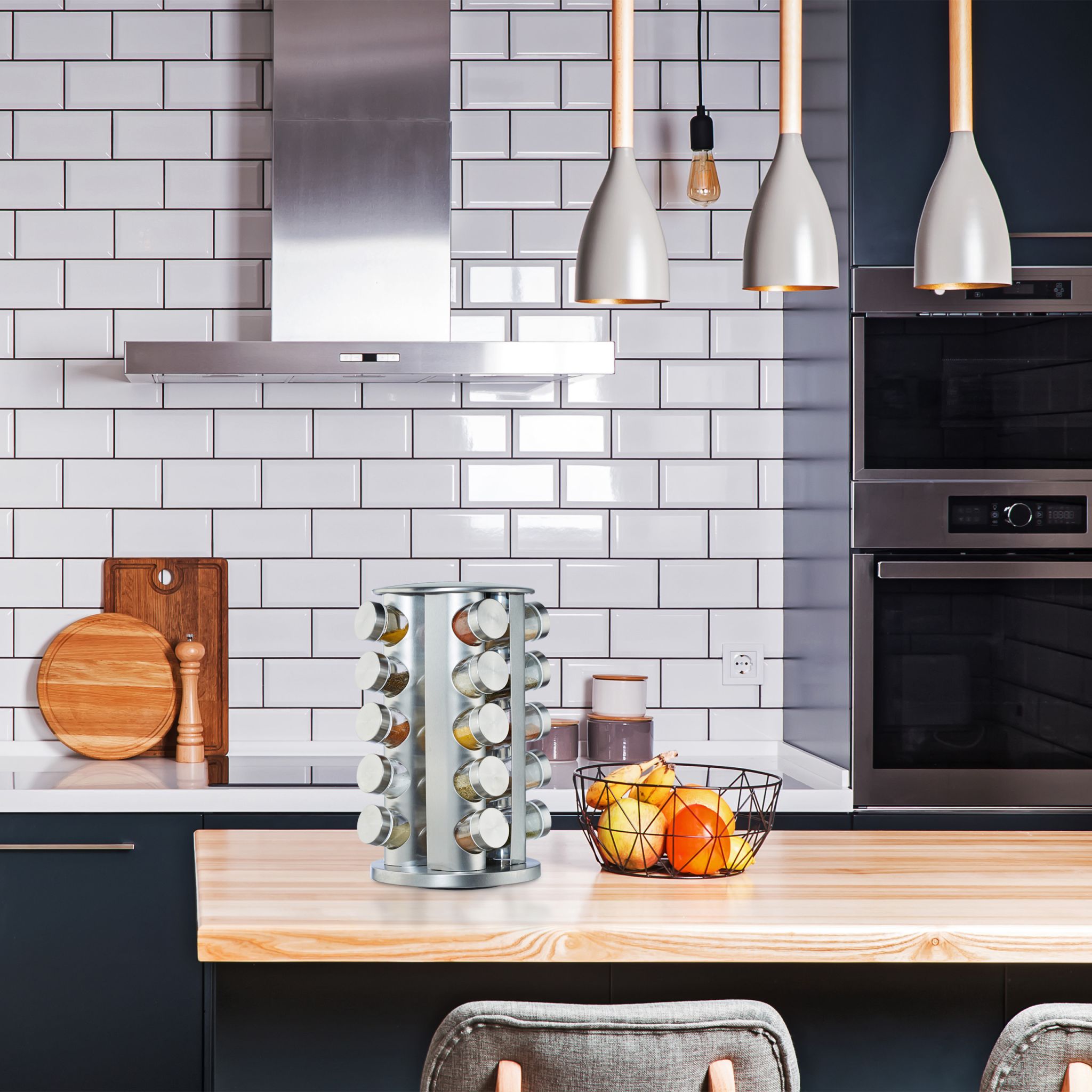 Gewürzkarussell mit 20 Gläsern Silber-Transparent von Relaxdays