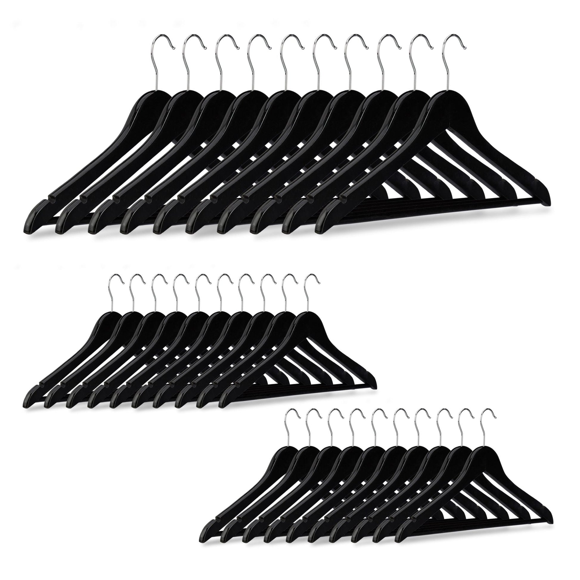 Kleiderbügel Holz 30er-Set Schwarz-Silber von Relaxdays