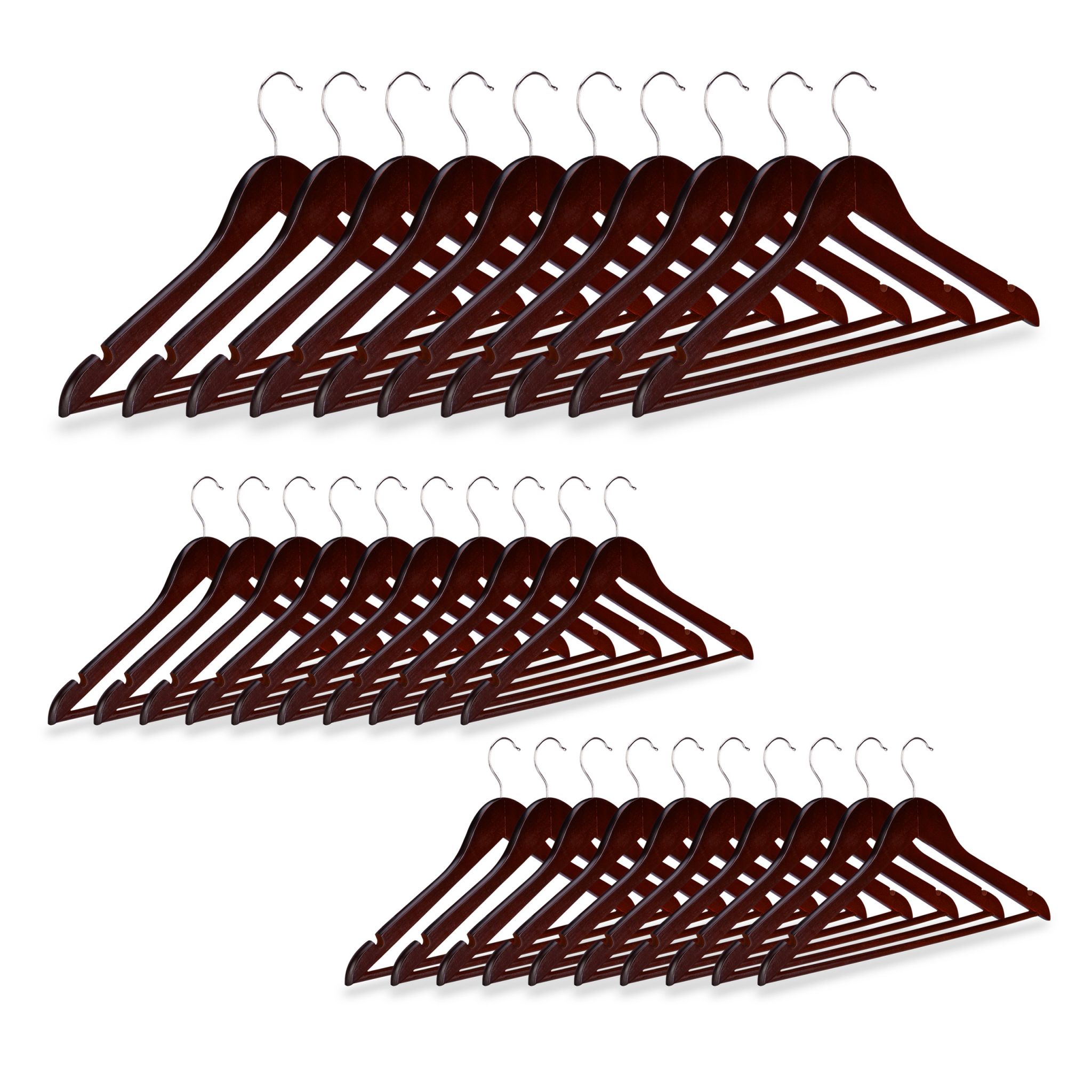 Kleiderbügel Holz 30er-Set Braun-Silber von Relaxdays