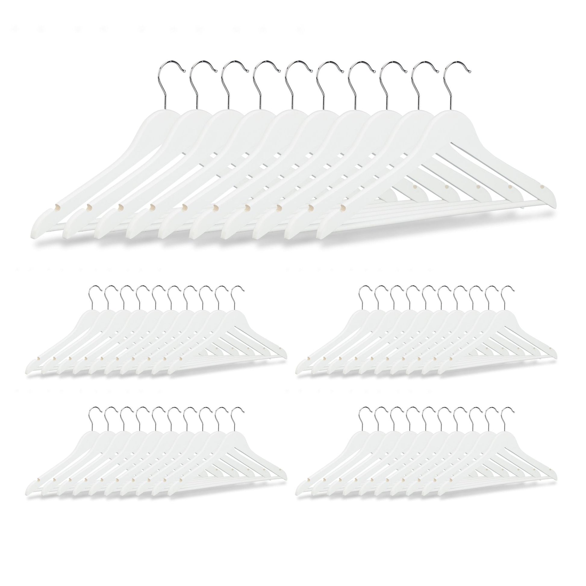 Kleiderbügel Holz 50er-Set Weiss-Silber von Relaxdays