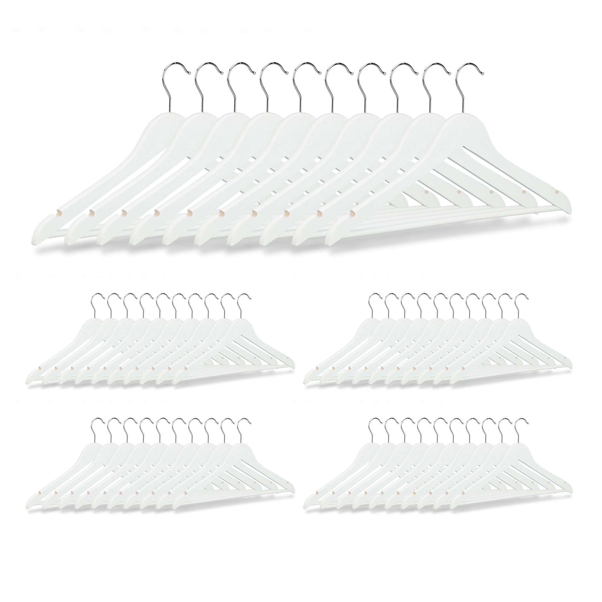Kleiderbügel Holz 50er-Set Weiss-Silber von Relaxdays