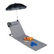 Strandmatte mit Sonnenschirm Schwarz-Grau