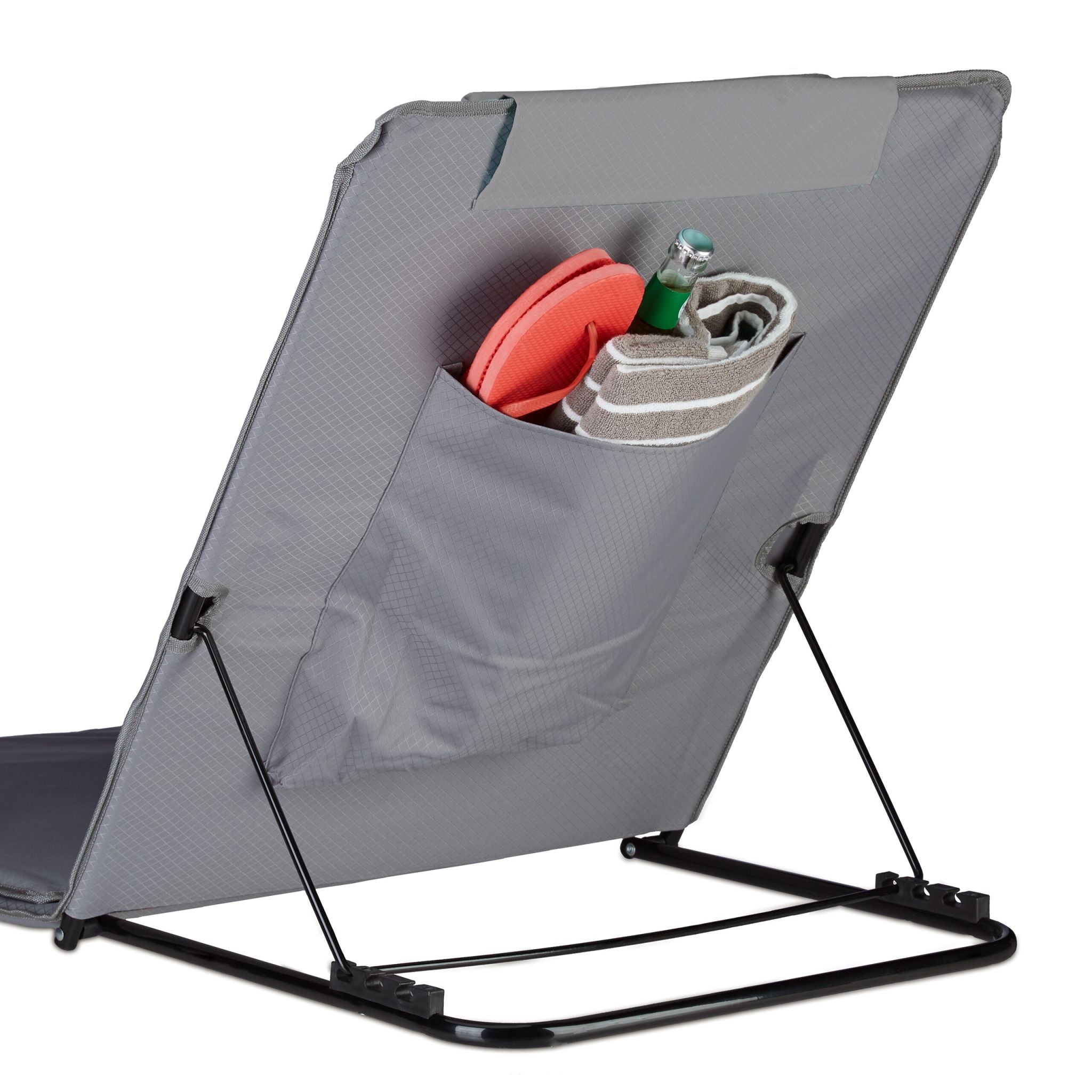 Strandmatte mit Sonnenschirm Schwarz-Grau