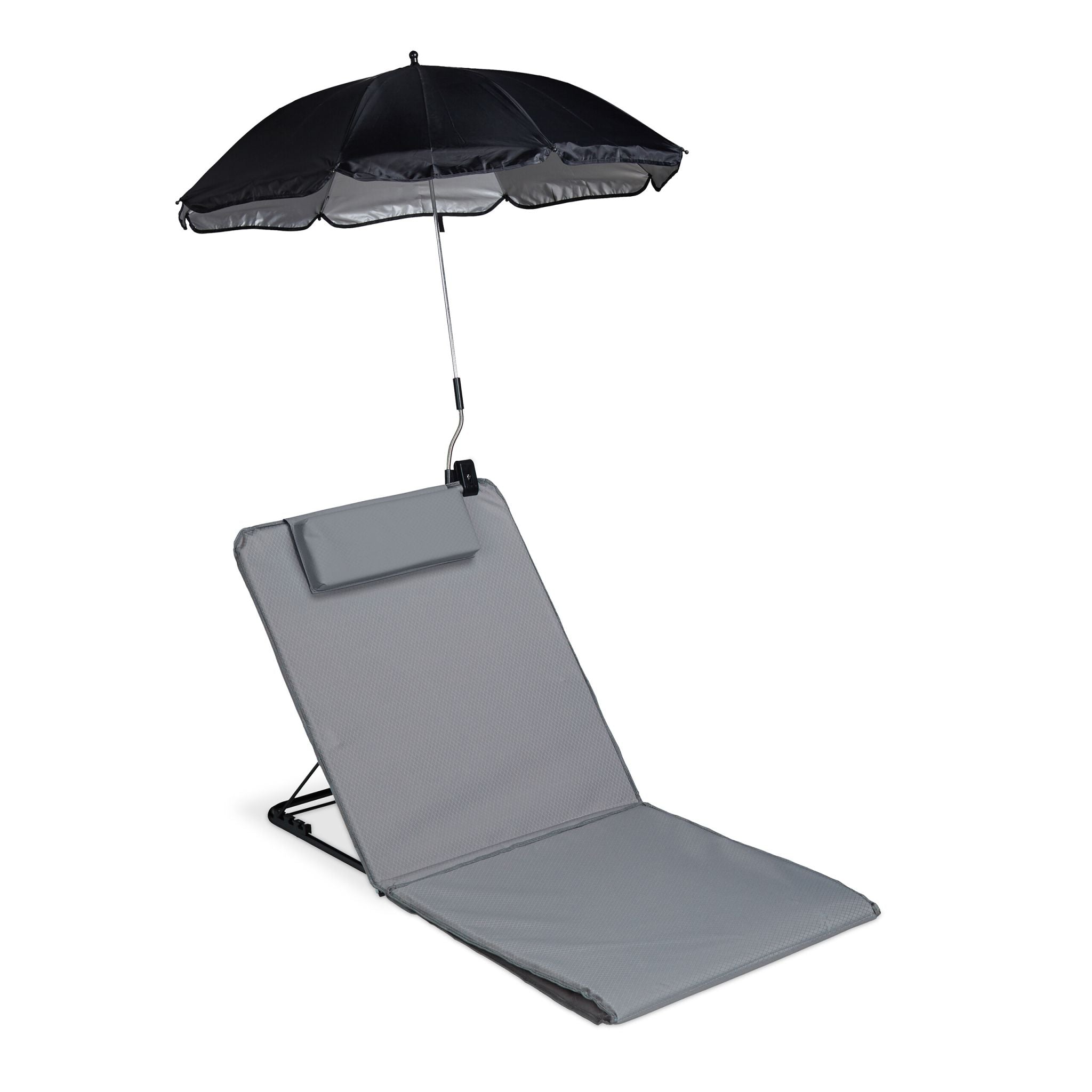 Strandmatte mit Sonnenschirm Schwarz-Grau