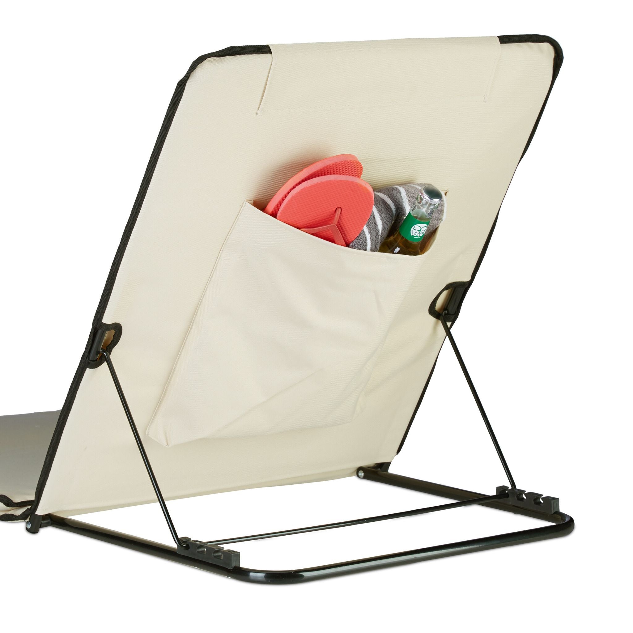 Strandmatte mit Sonnenschirm Beige-Schwarz