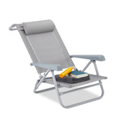 Klappbarer Liegestuhl mit Nackenkissen Grau von Relaxdays