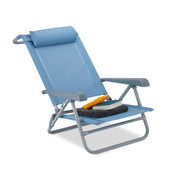 Klappbarer Liegestuhl mit Nackenkissen Hellblau-Grau von Relaxdays