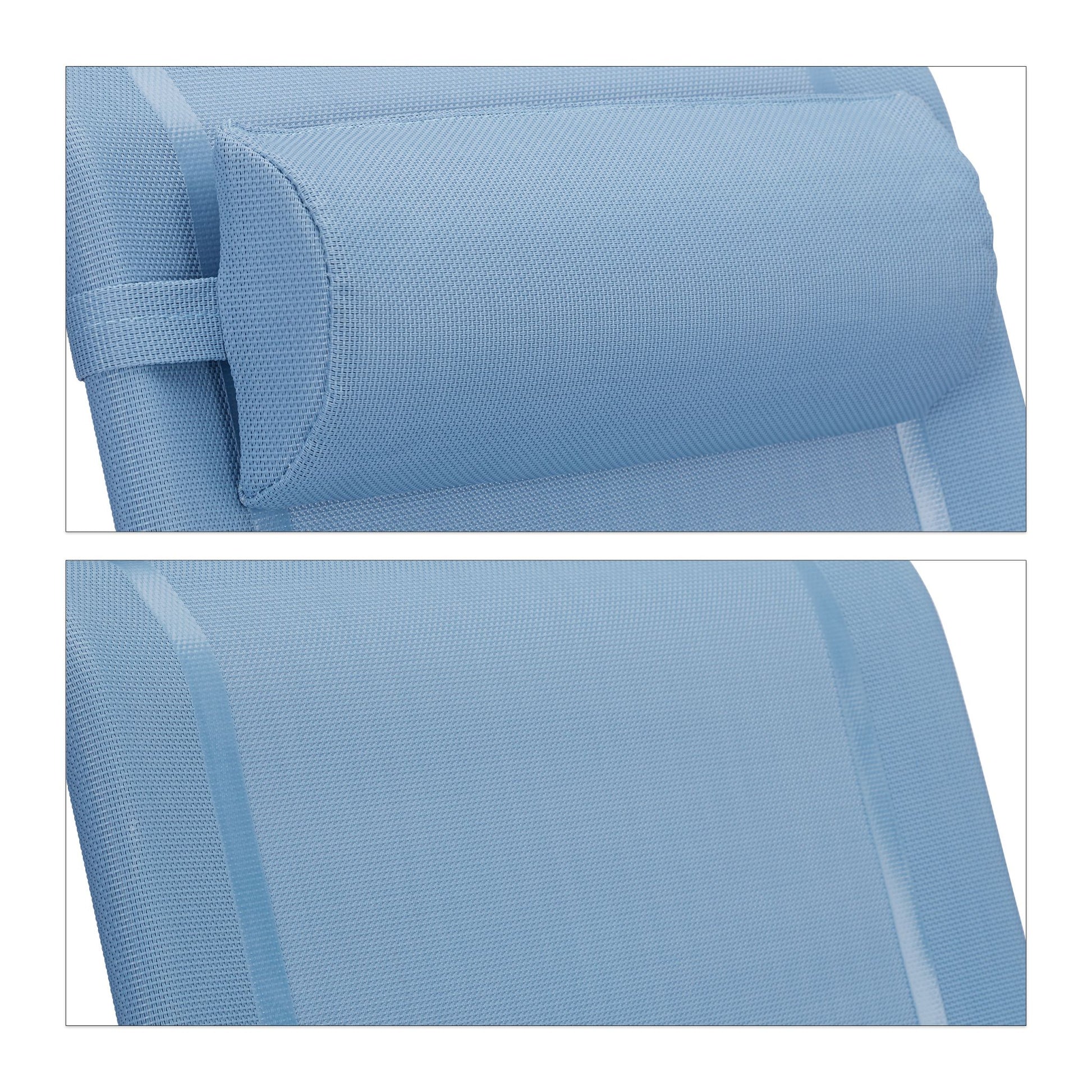 Klappbarer Liegestuhl mit Nackenkissen Hellblau-Grau von Relaxdays