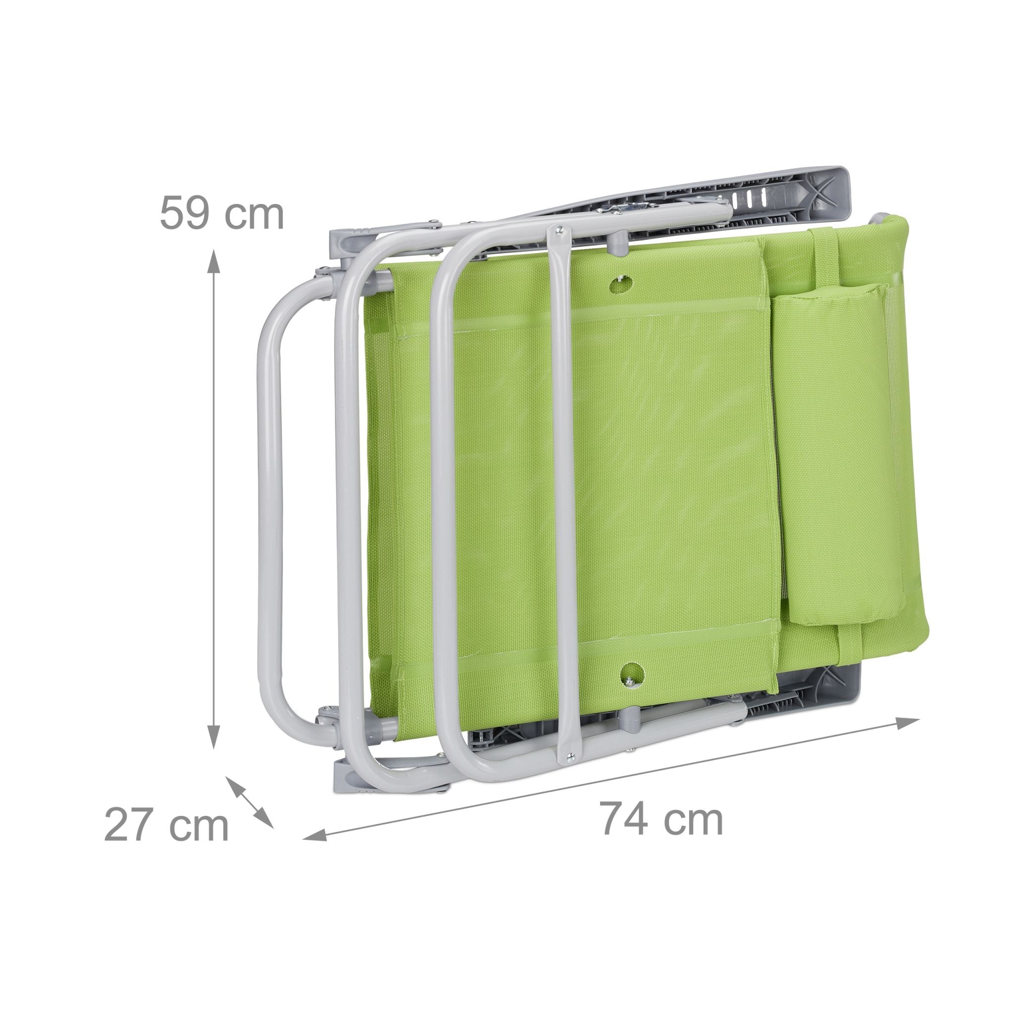 Klappbarer Liegestuhl mit Nackenkissen Grün-Grau von Relaxdays