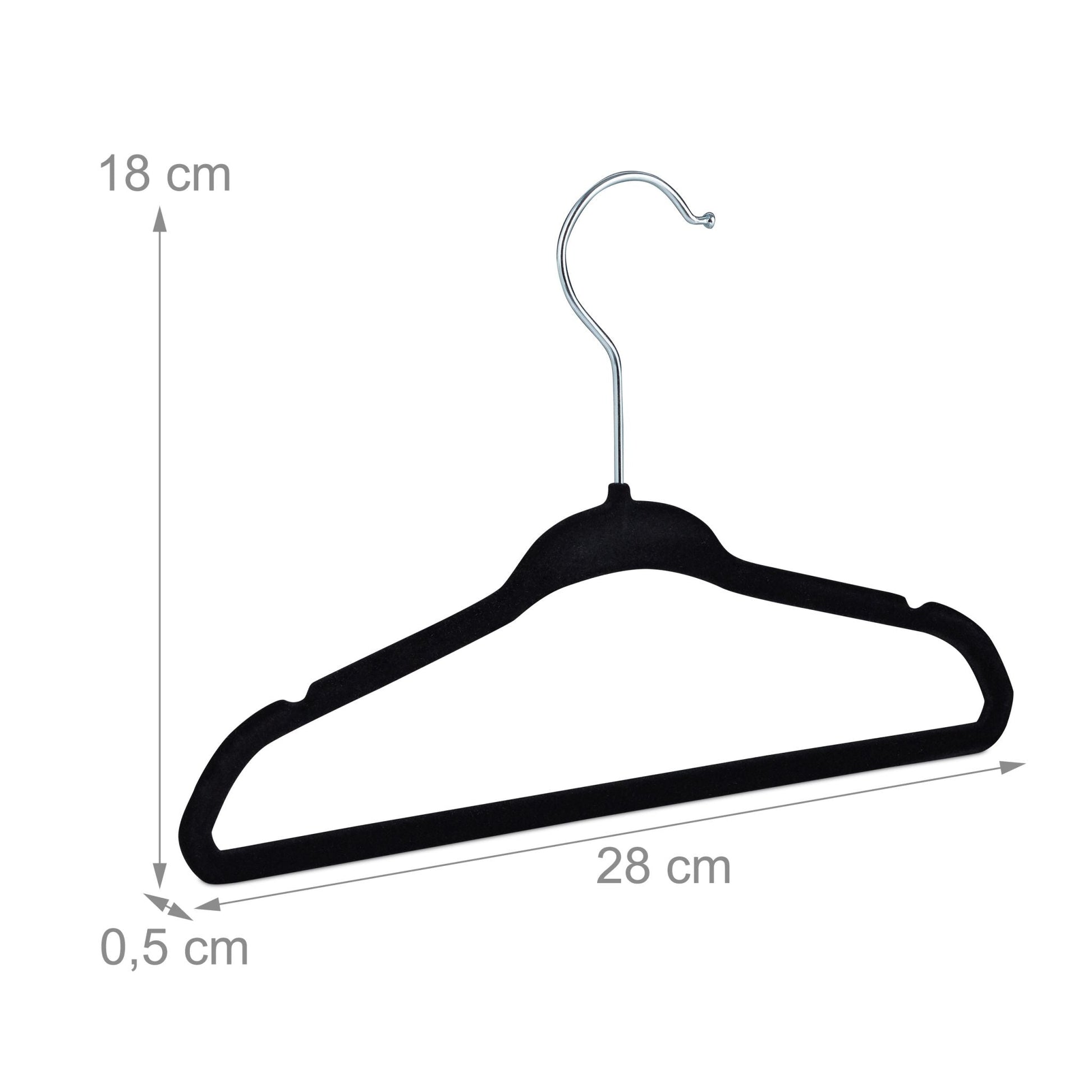 Kinderkleiderbügel Samt Schwarz-Silber von Relaxdays