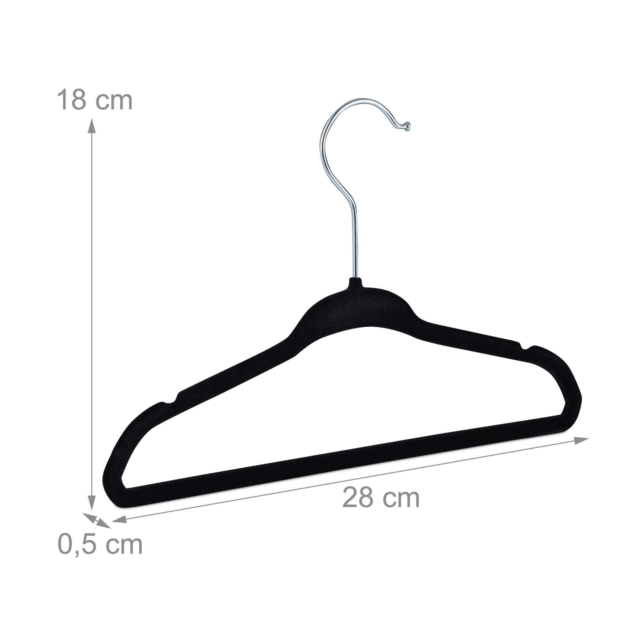 Kinderkleiderbügel Samt Schwarz-Silber von Relaxdays