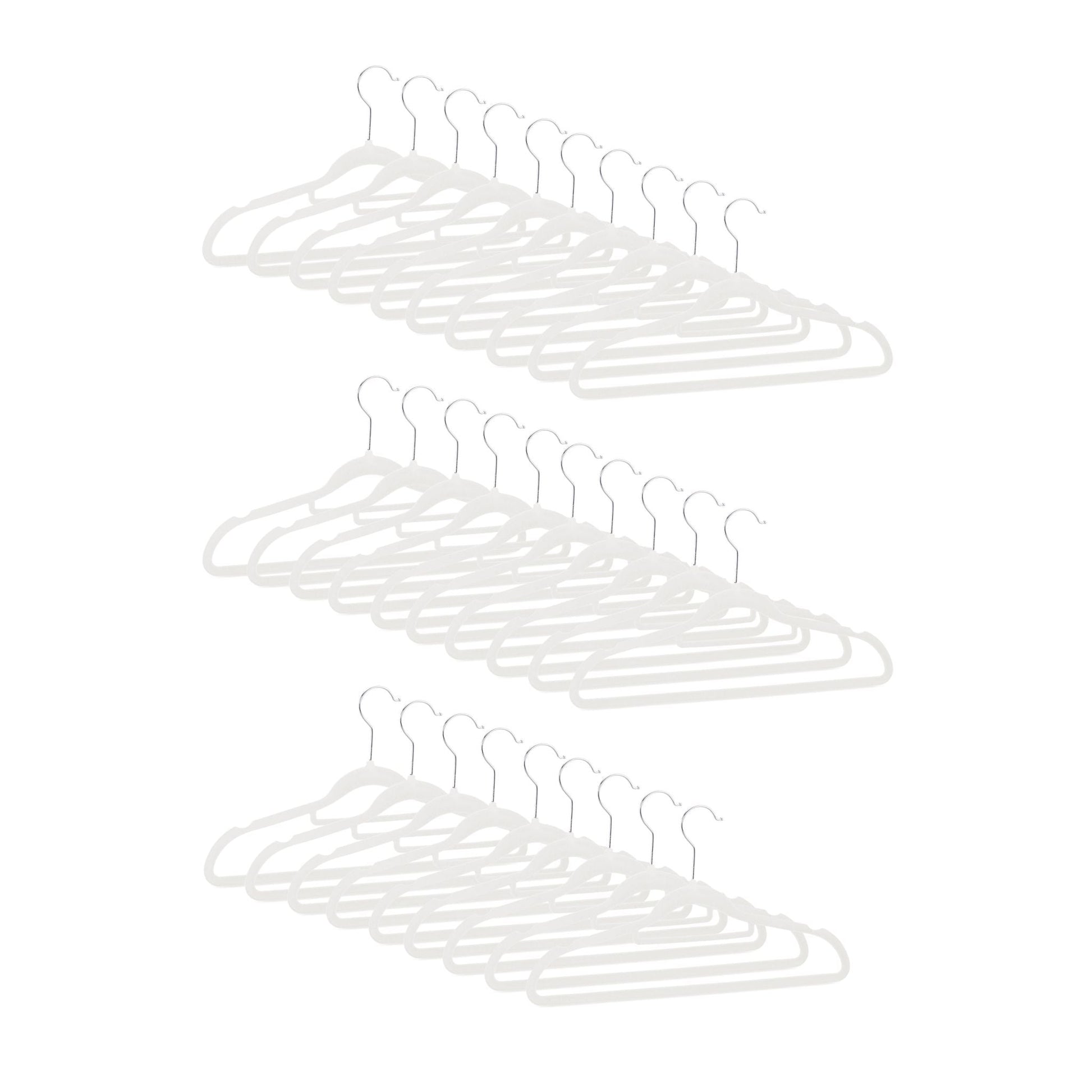Kleiderbügel Samt 30er-Set Weiss-Silber von Relaxdays