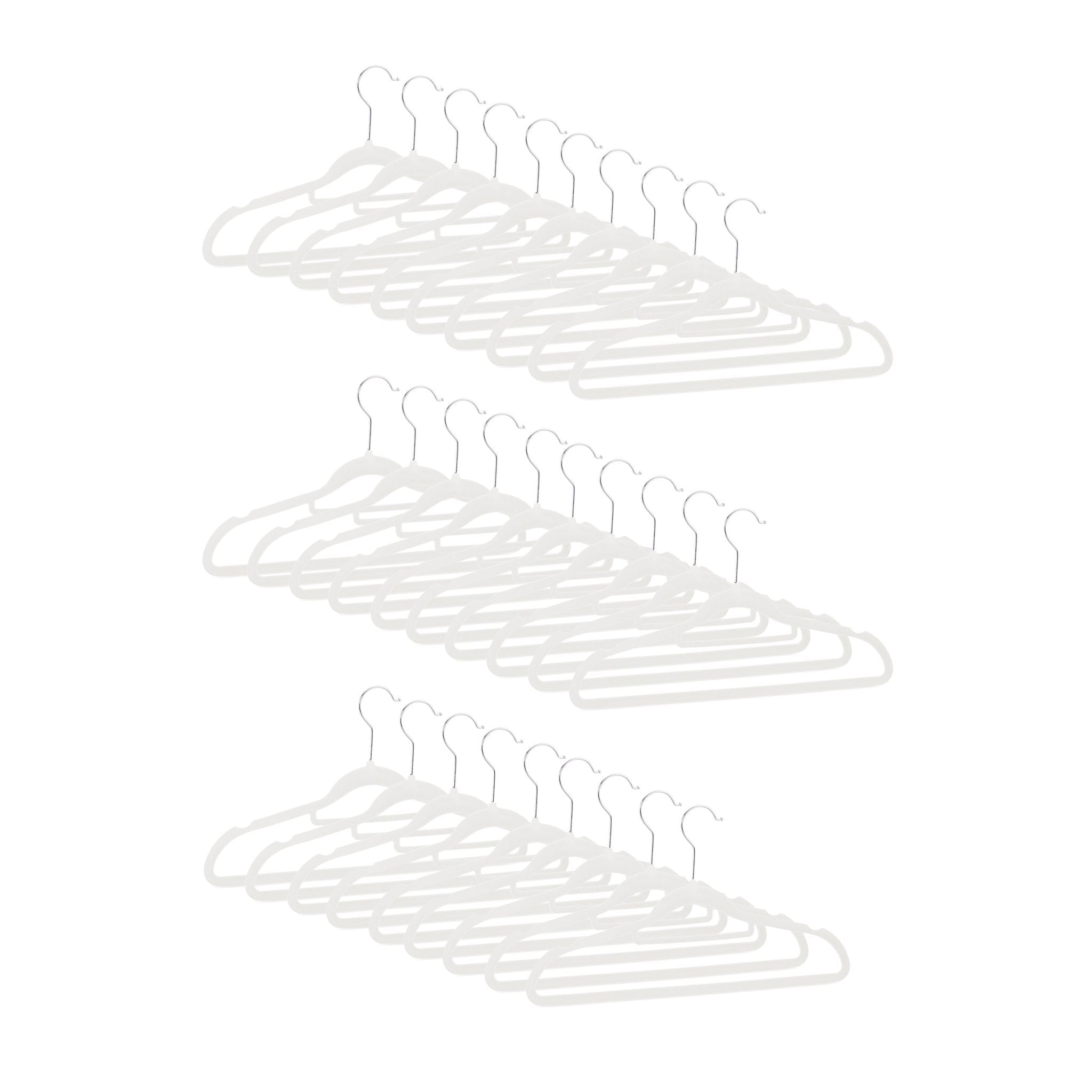 Kleiderbügel Samt 30er-Set Weiss-Silber von Relaxdays