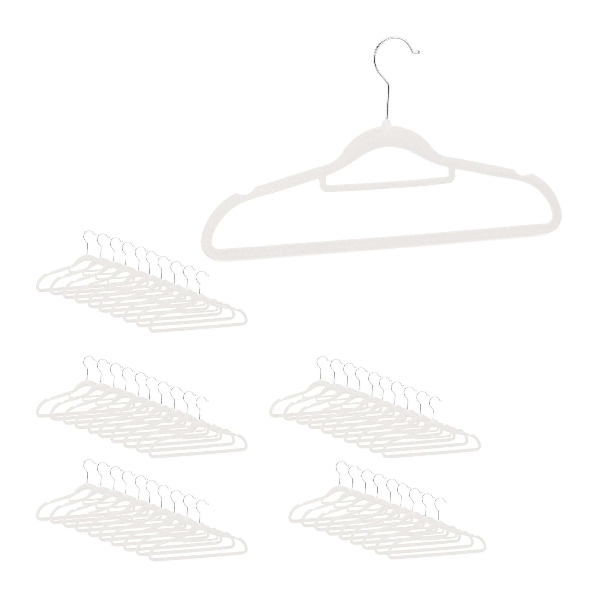 Kleiderbügel Samt 50er-Set Weiss-Silber von Relaxdays