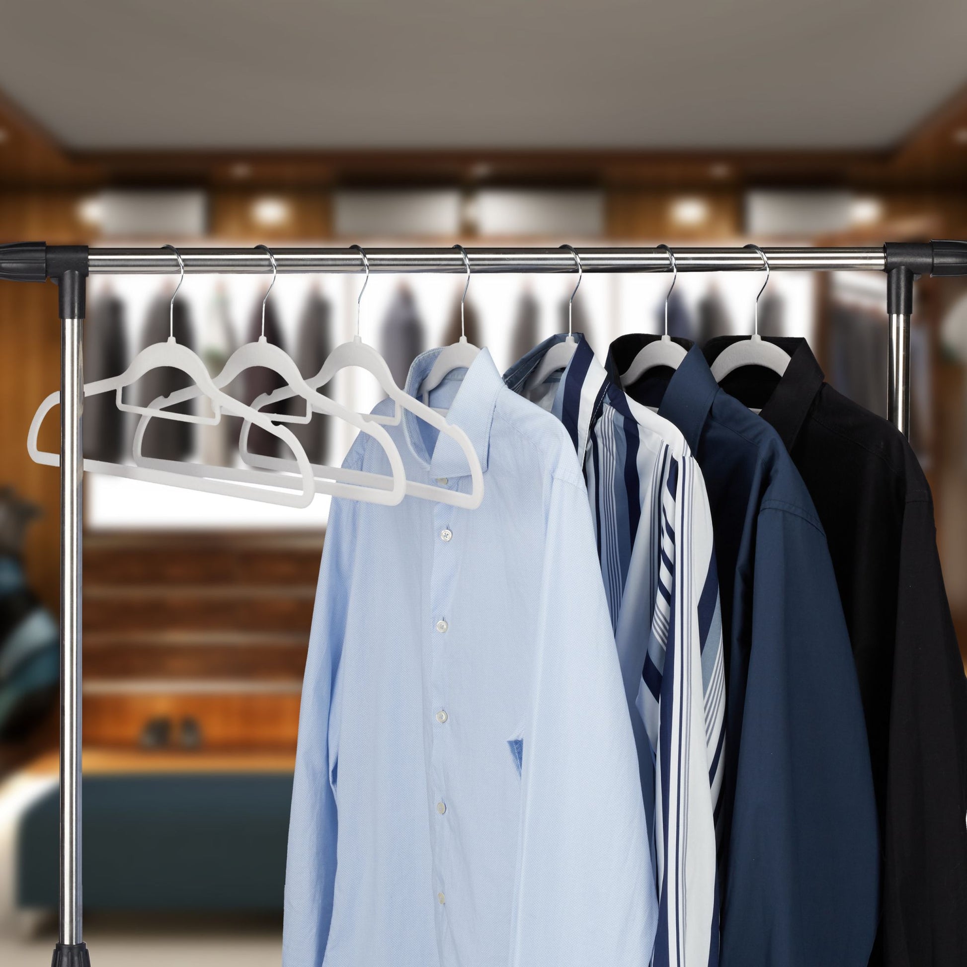 Kleiderbügel Samt 50er-Set Weiss-Silber von Relaxdays